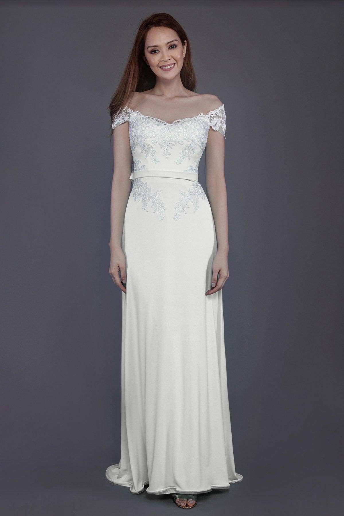 Sheath Sweep Train Knitted Fabric Bridesmaid Dress PR3563 - COCOMELODY