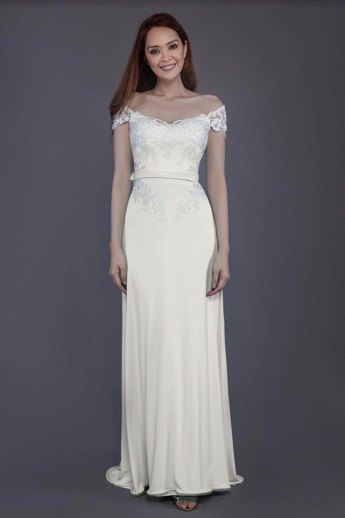 Sheath Sweep Train Knitted Fabric Bridesmaid Dress PR3563 - COCOMELODY