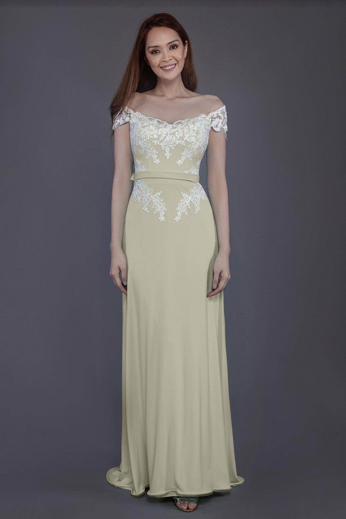 Sheath Sweep Train Knitted Fabric Bridesmaid Dress PR3563 - COCOMELODY