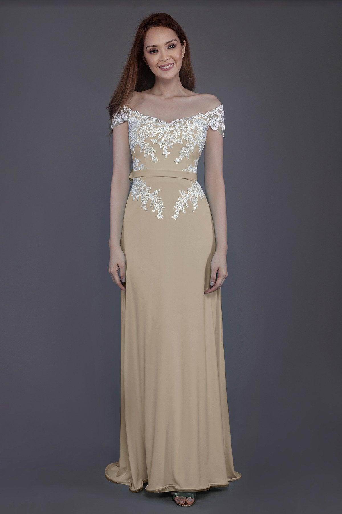 Sheath Sweep Train Knitted Fabric Bridesmaid Dress PR3563 - COCOMELODY