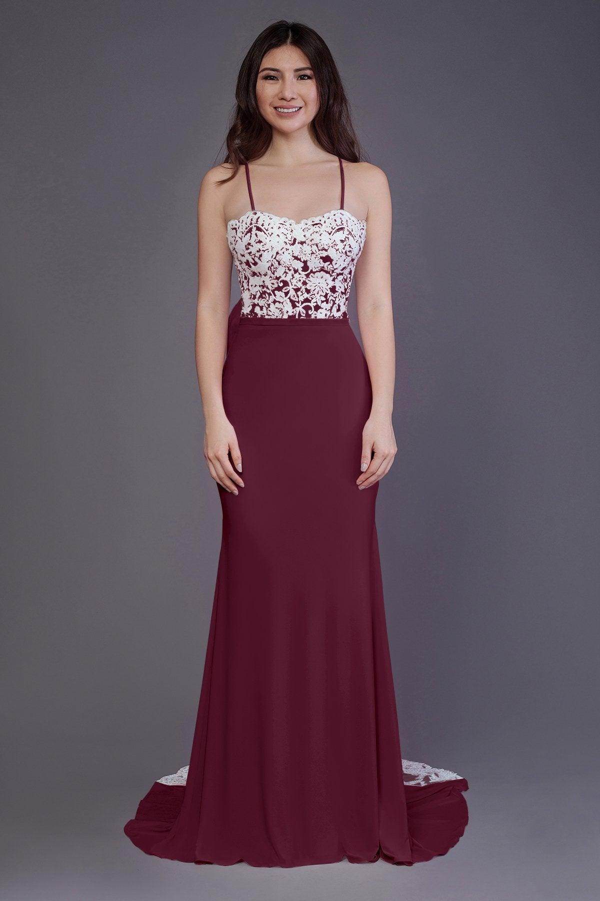 Mermaid Sweep Train Knitted Fabric Bridesmaid Dress PR3565 - COCOMELODY