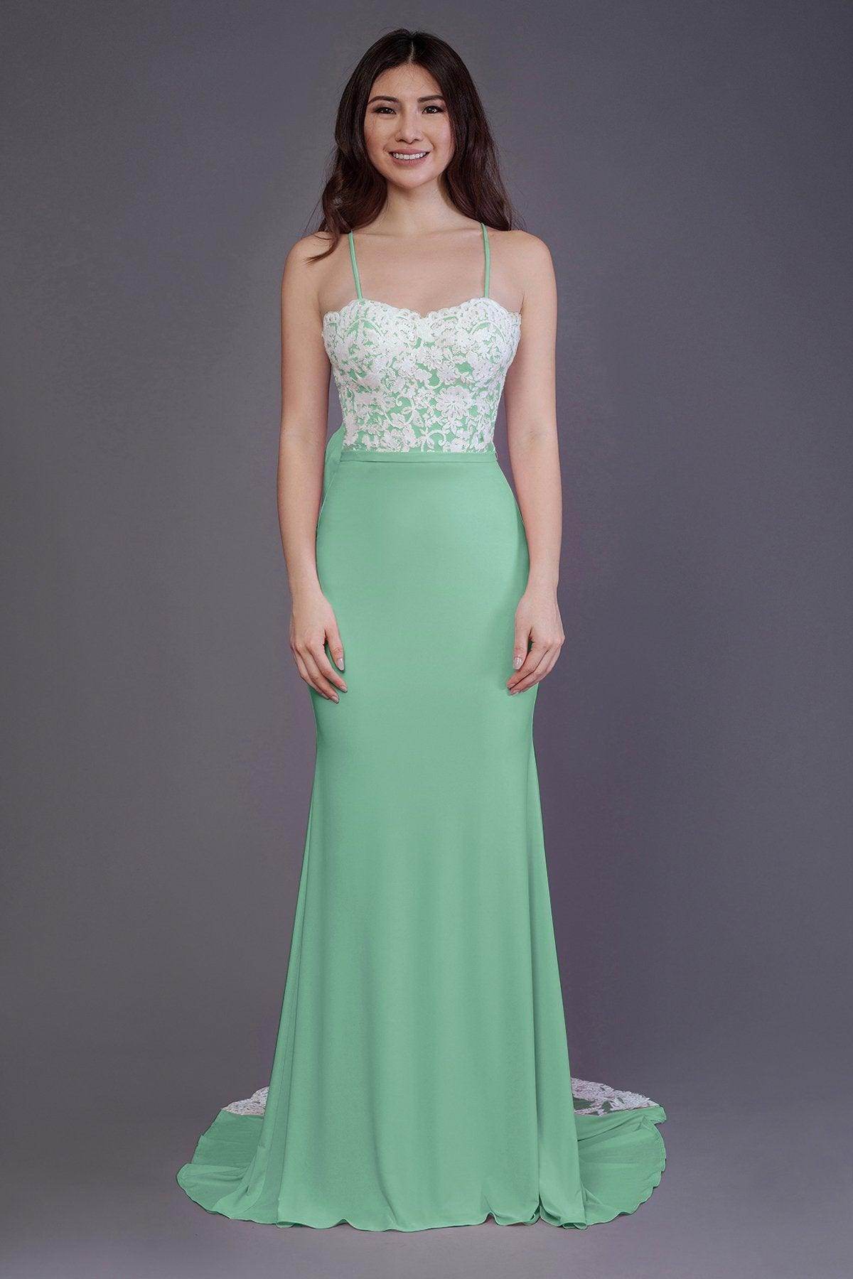 Mermaid Sweep Train Knitted Fabric Bridesmaid Dress PR3565 - COCOMELODY