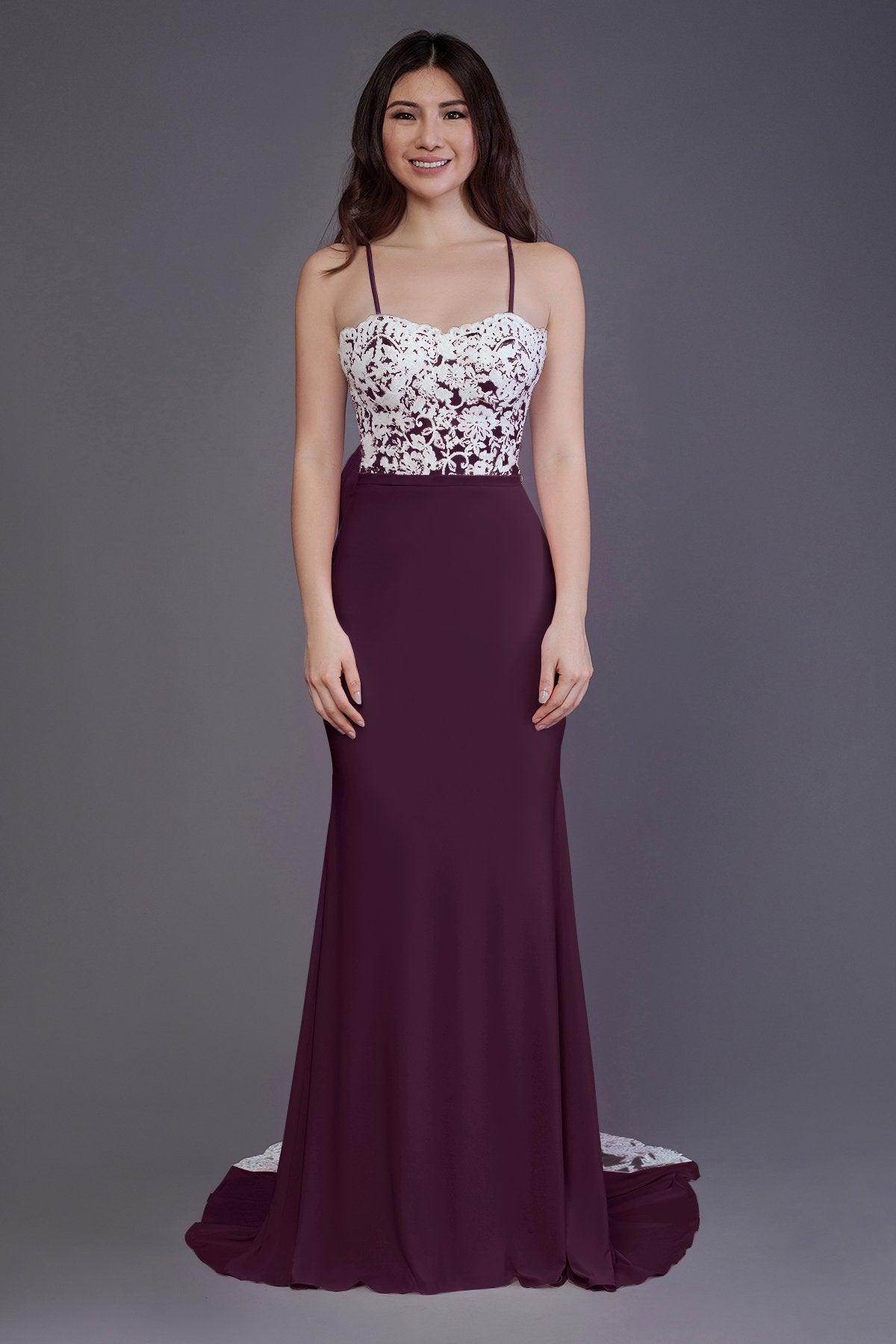 Mermaid Sweep Train Knitted Fabric Bridesmaid Dress PR3565 - COCOMELODY
