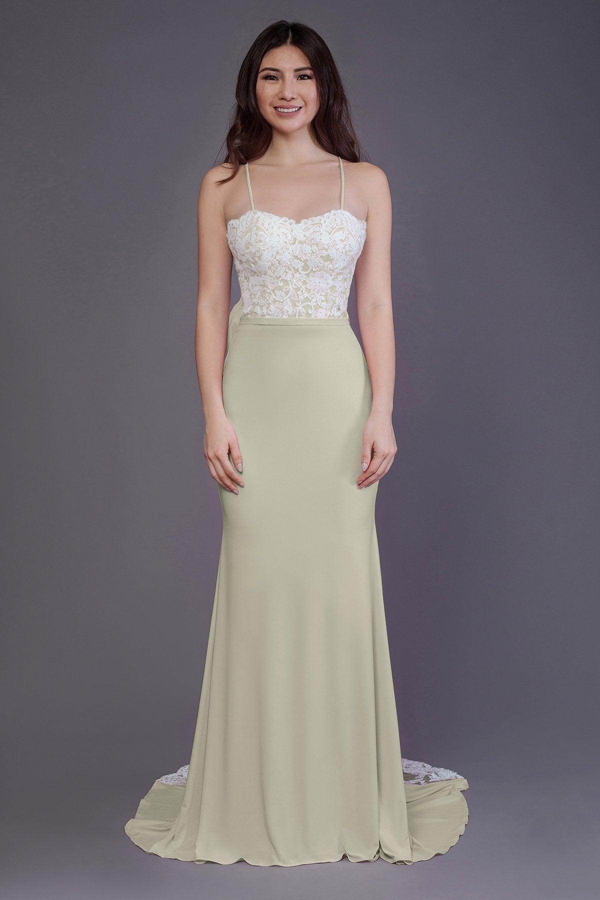 Mermaid Sweep Train Knitted Fabric Bridesmaid Dress PR3565 - COCOMELODY