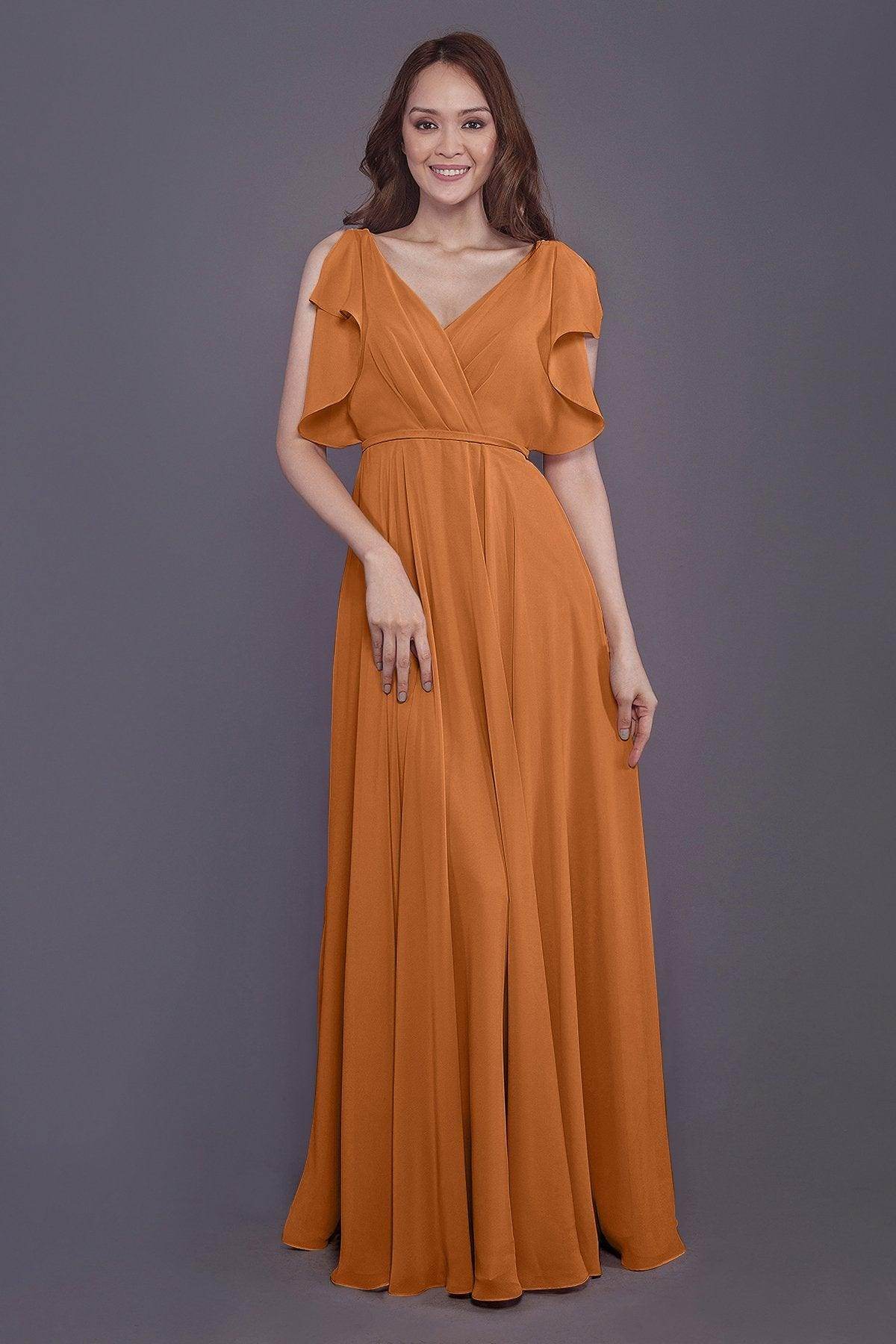 Sheath-Column Floor Length Chiffon Bridesmaid Dress PR3568 - COCOMELODY