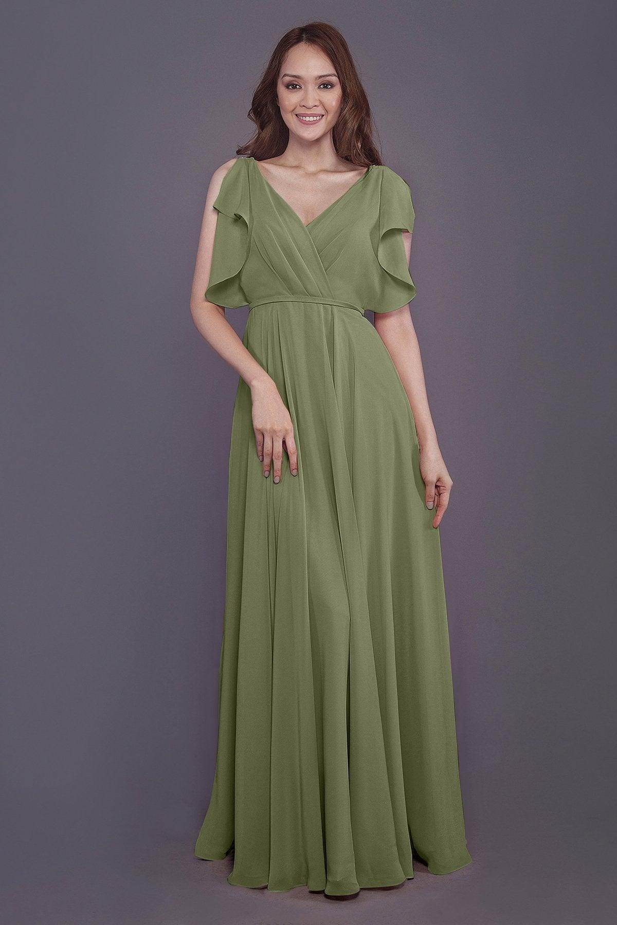 Sheath-Column Floor Length Chiffon Bridesmaid Dress PR3568 - COCOMELODY