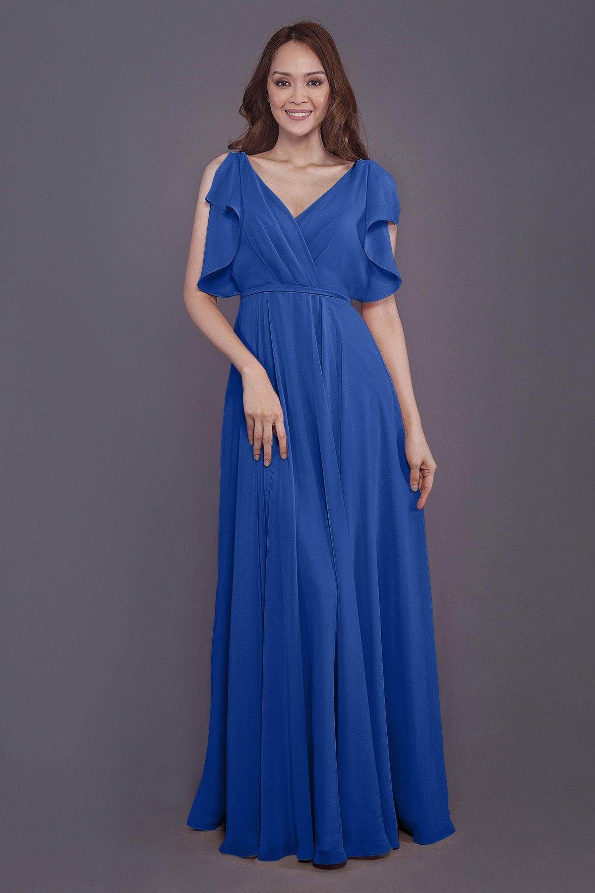 Sheath-Column Floor Length Chiffon Bridesmaid Dress PR3568 - COCOMELODY