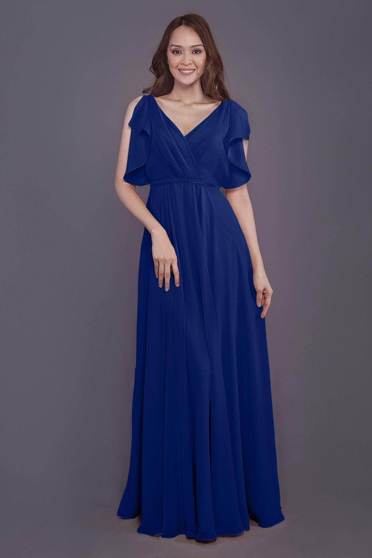 Sheath-Column Floor Length Chiffon Bridesmaid Dress PR3568 - COCOMELODY