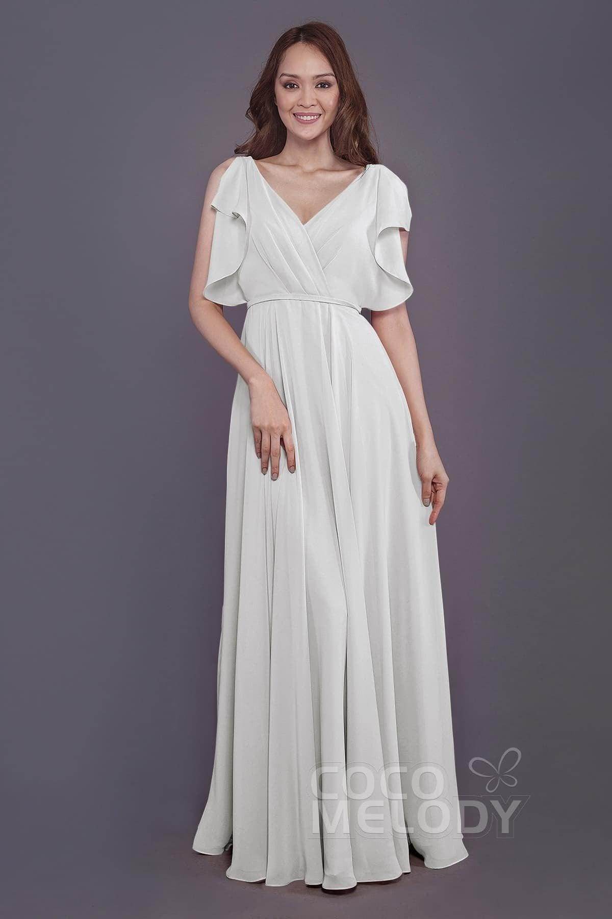 Sheath-Column Floor Length Chiffon Bridesmaid Dress PR3568 - COCOMELODY