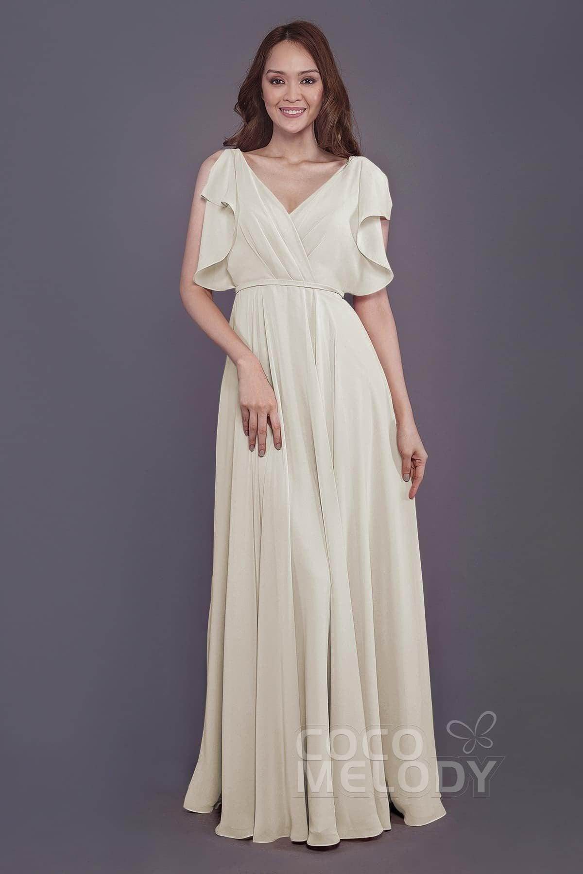 Sheath-Column Floor Length Chiffon Bridesmaid Dress PR3568 - COCOMELODY