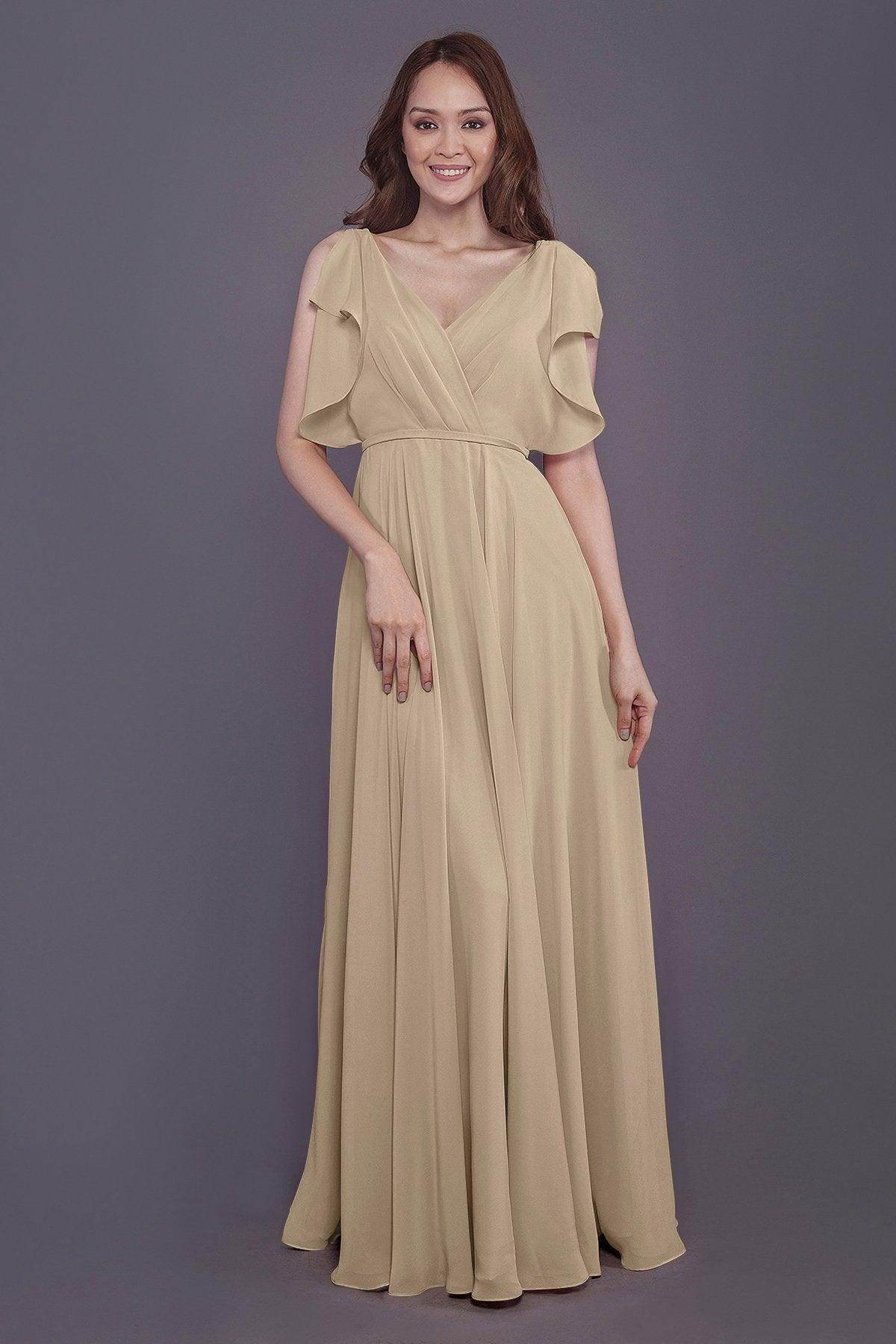 Sheath-Column Floor Length Chiffon Bridesmaid Dress PR3568 - COCOMELODY
