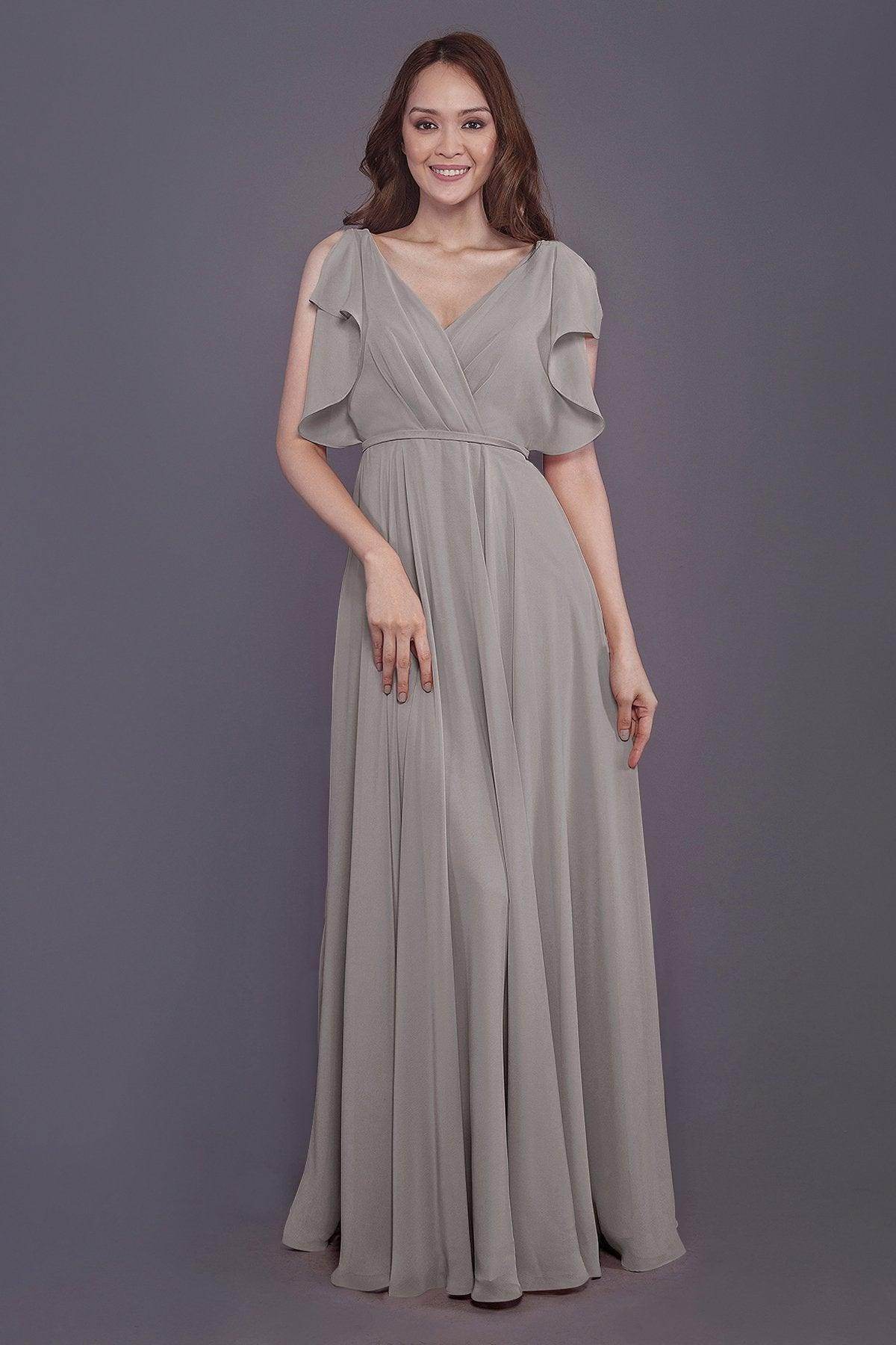 Sheath-Column Floor Length Chiffon Bridesmaid Dress PR3568 - COCOMELODY