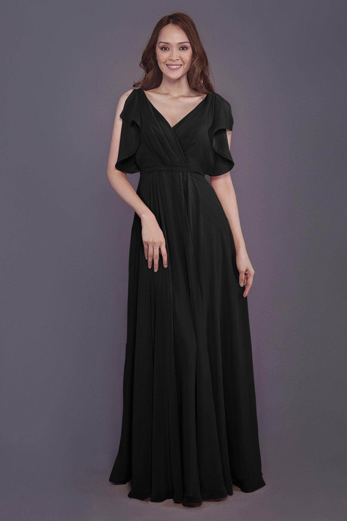 Sheath-Column Floor Length Chiffon Bridesmaid Dress PR3568 - COCOMELODY