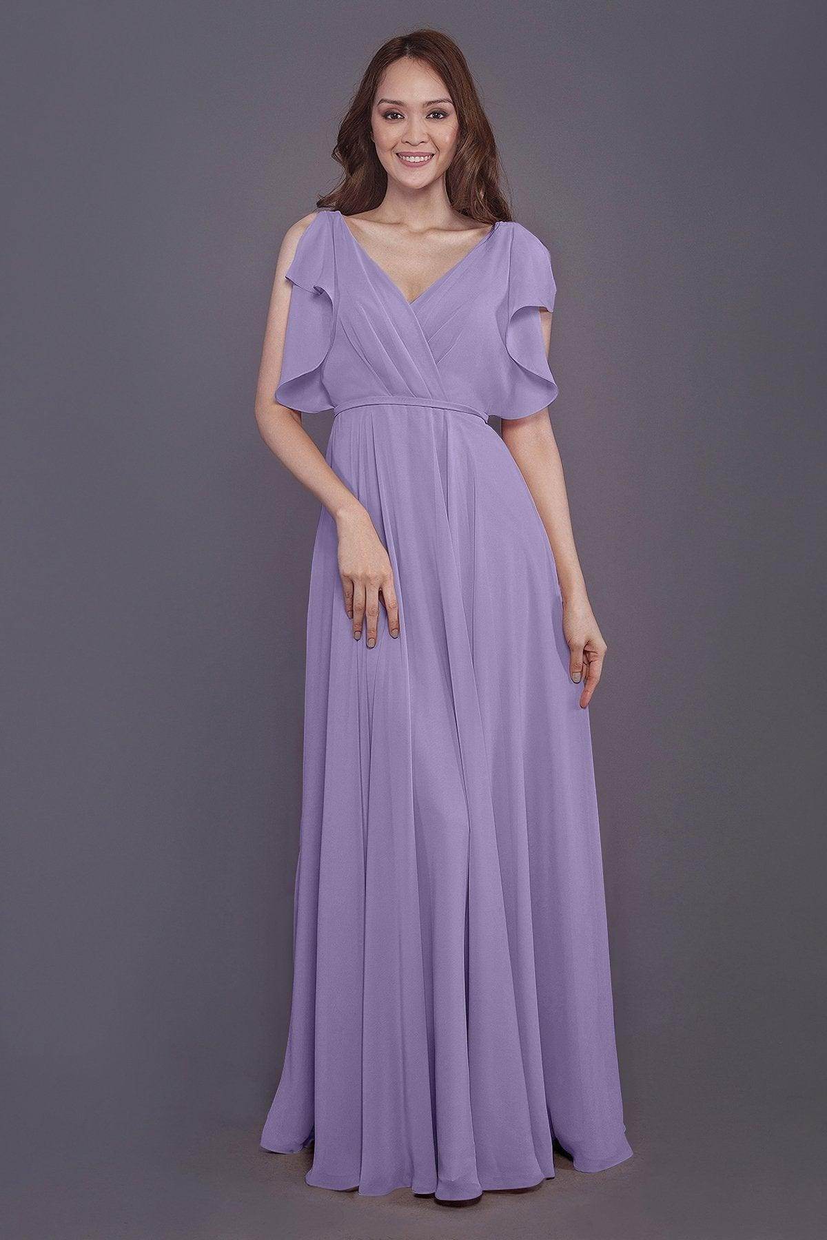 Sheath-Column Floor Length Chiffon Bridesmaid Dress PR3568CR - COCOMELODY