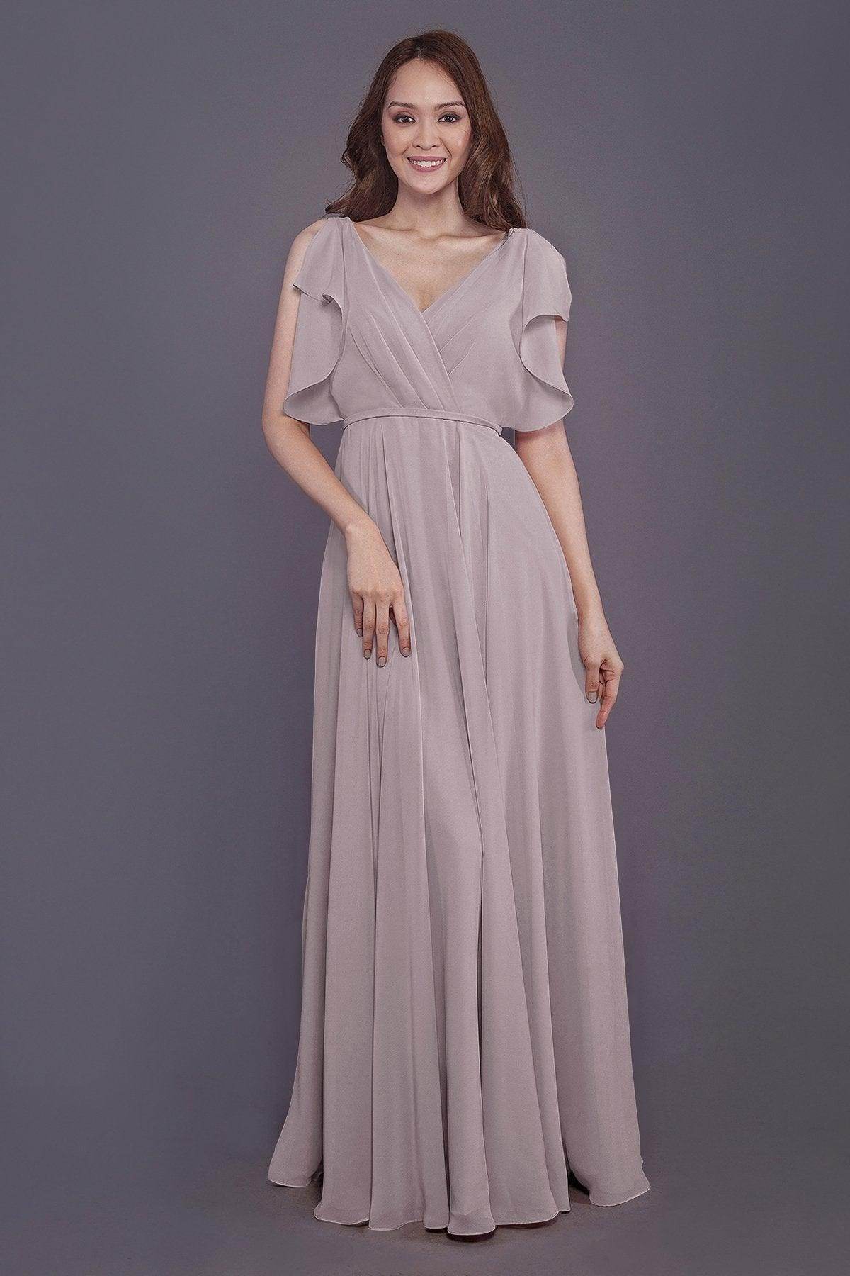 Sheath-Column Floor Length Chiffon Bridesmaid Dress PR3568 - COCOMELODY