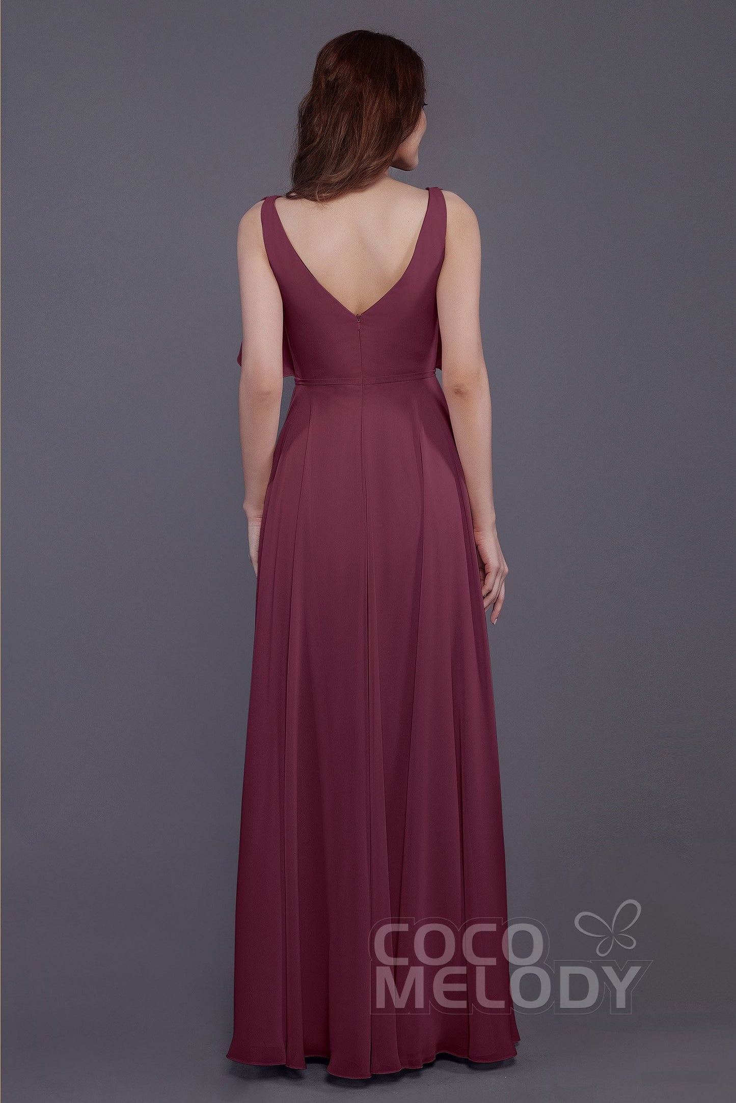 Sheath-Column Floor Length Chiffon Bridesmaid Dress PR3568