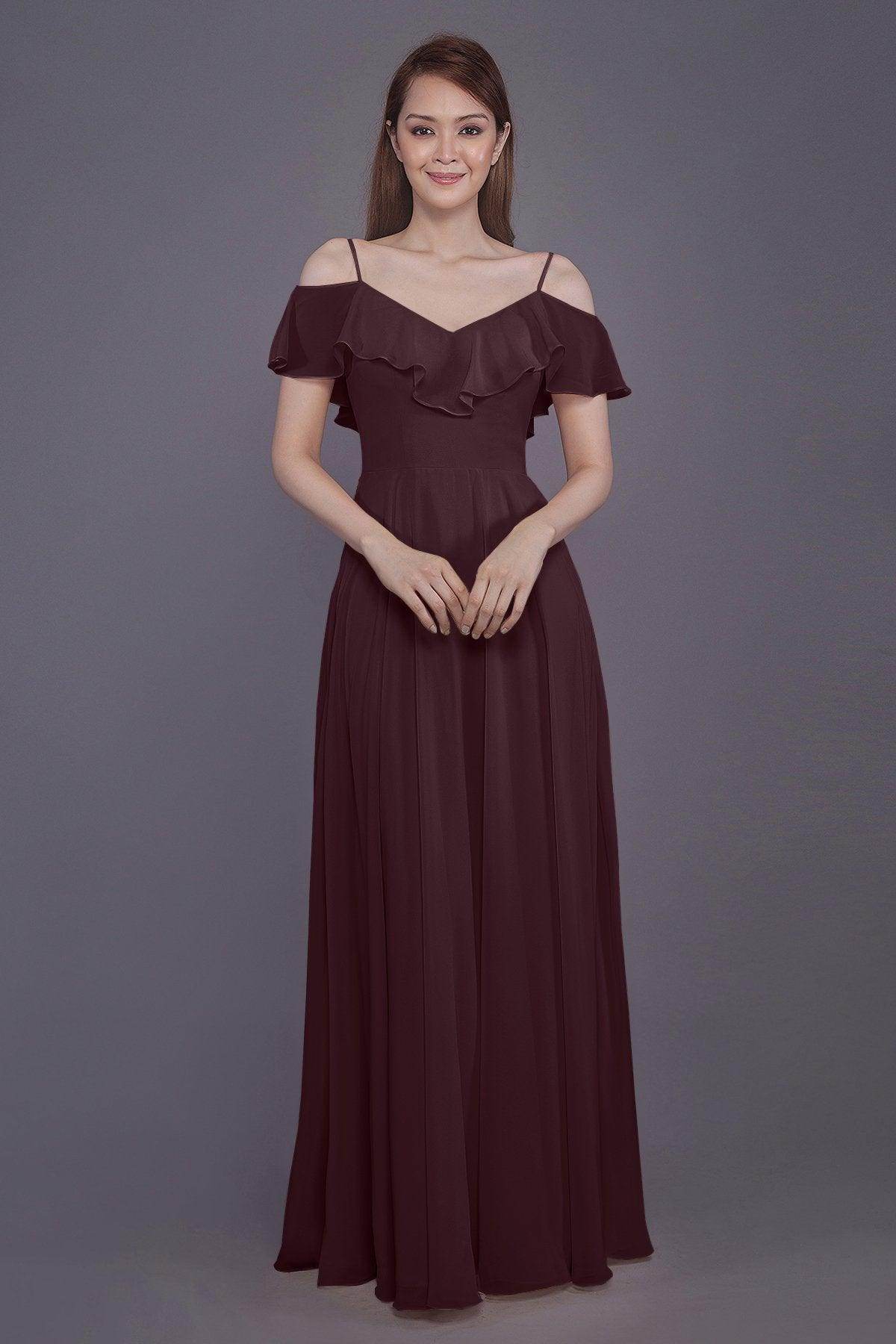Sheath-Column Floor Length Chiffon Bridesmaid Dress PR3570PS - COCOMELODY