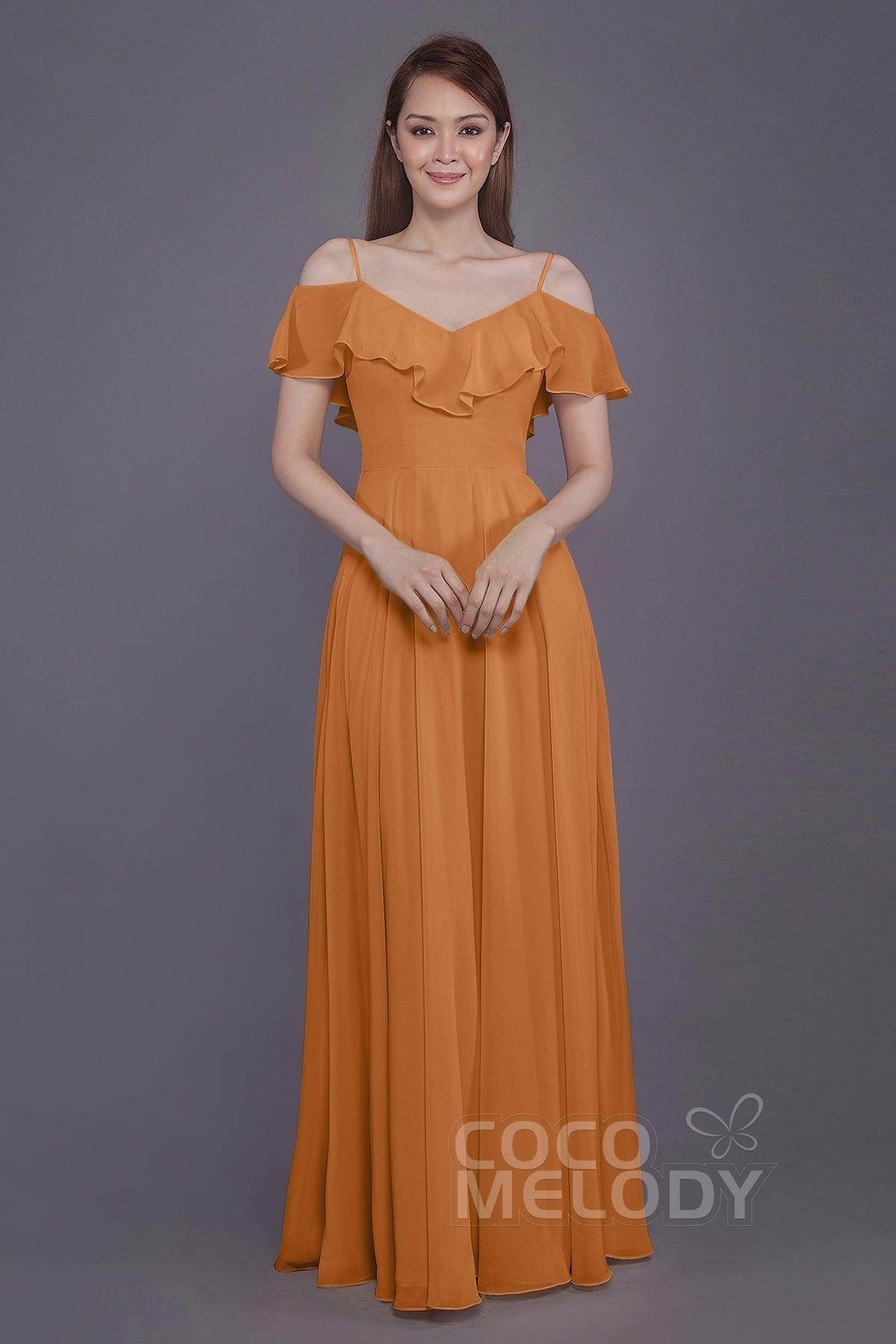Sheath-Column Floor Length Chiffon Bridesmaid Dress PR3570PS - COCOMELODY