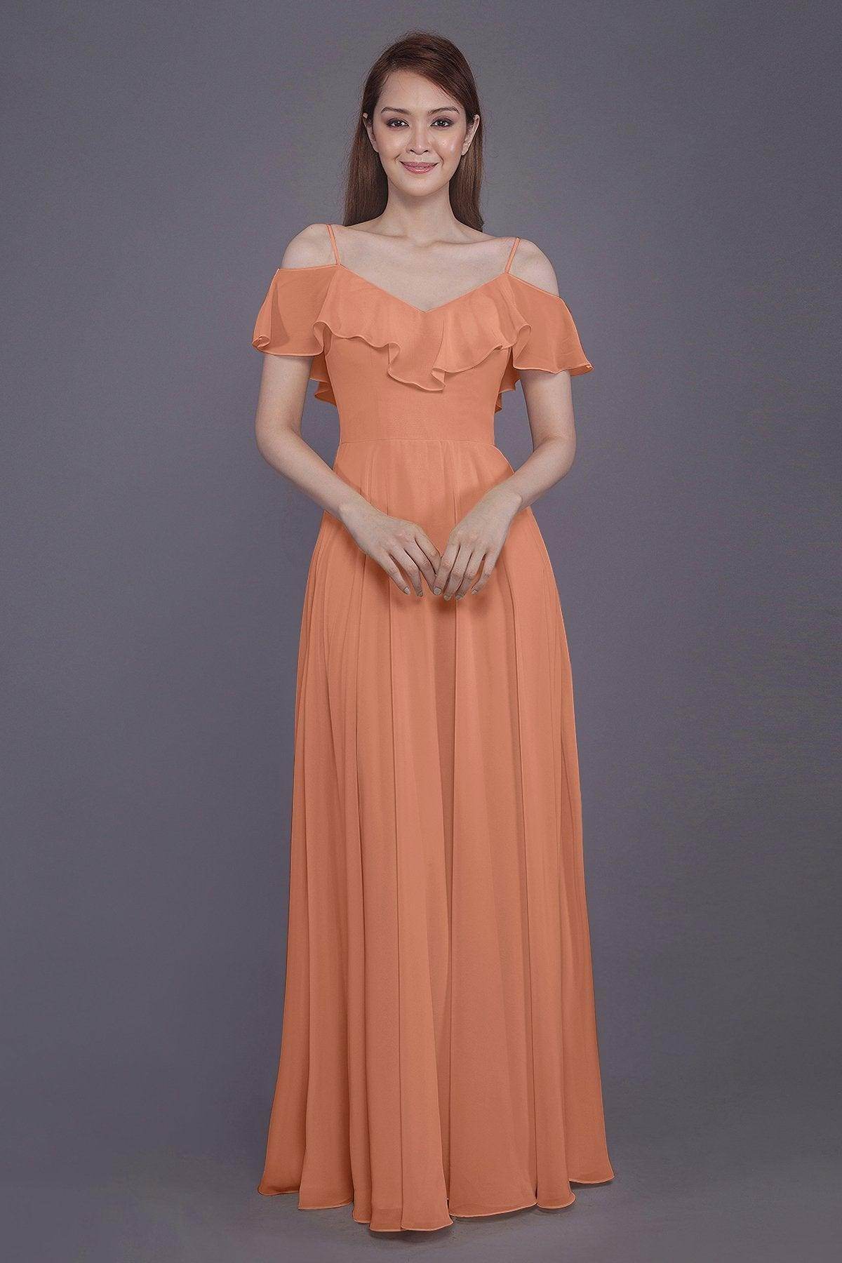 Sheath-Column Floor Length Chiffon Bridesmaid Dress PR3570PS - COCOMELODY