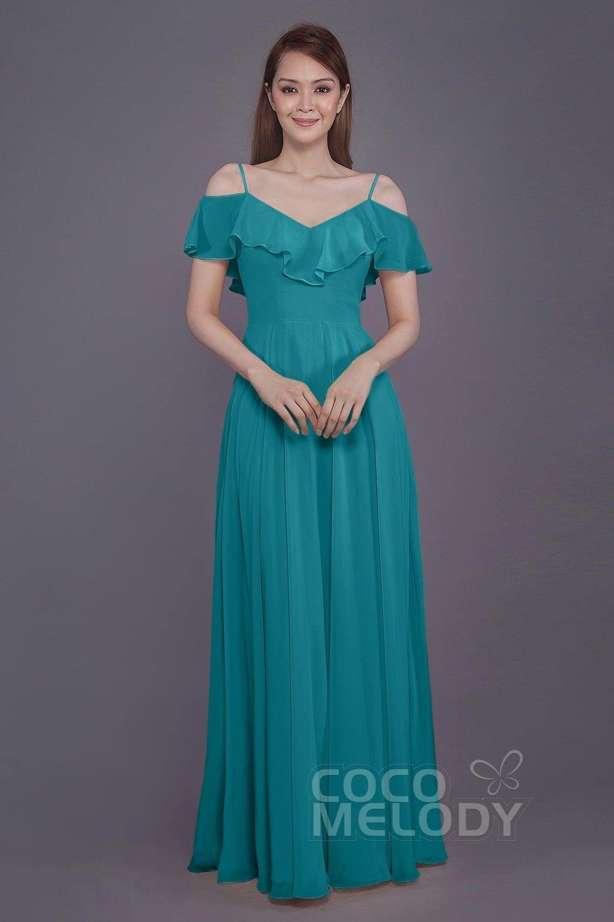 Sheath-Column Floor Length Chiffon Bridesmaid Dress PR3570PS - COCOMELODY