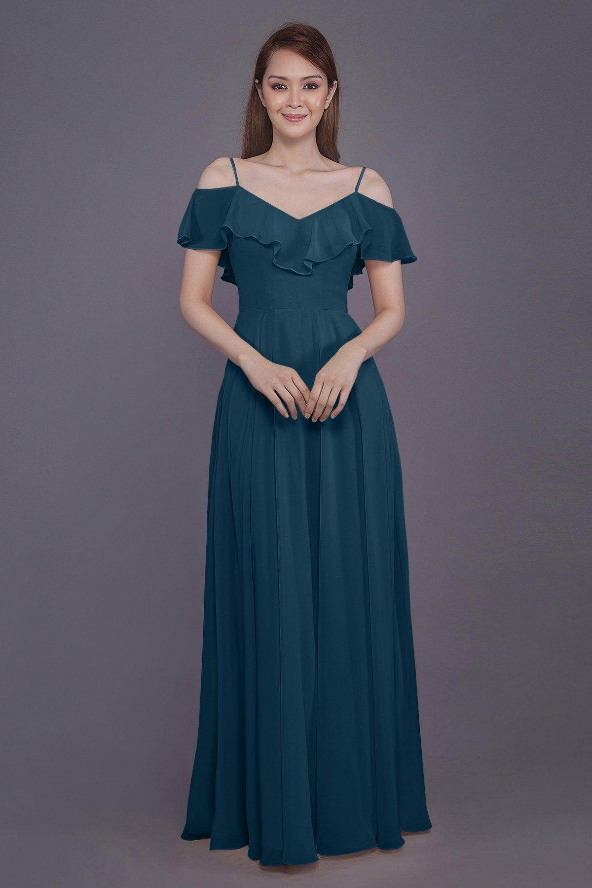 Sheath-Column Floor Length Chiffon Bridesmaid Dress PR3570PS - COCOMELODY