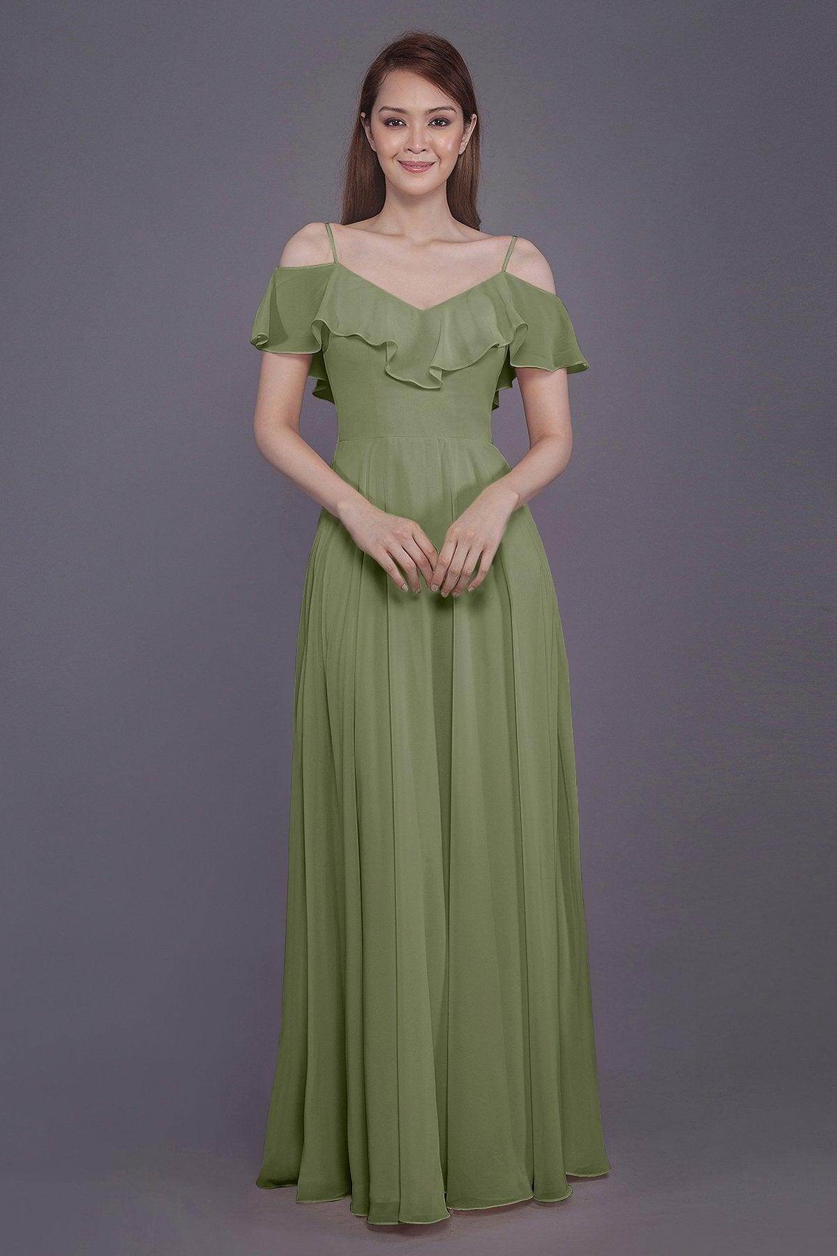 Sheath-Column Floor Length Chiffon Bridesmaid Dress PR3570PS - COCOMELODY