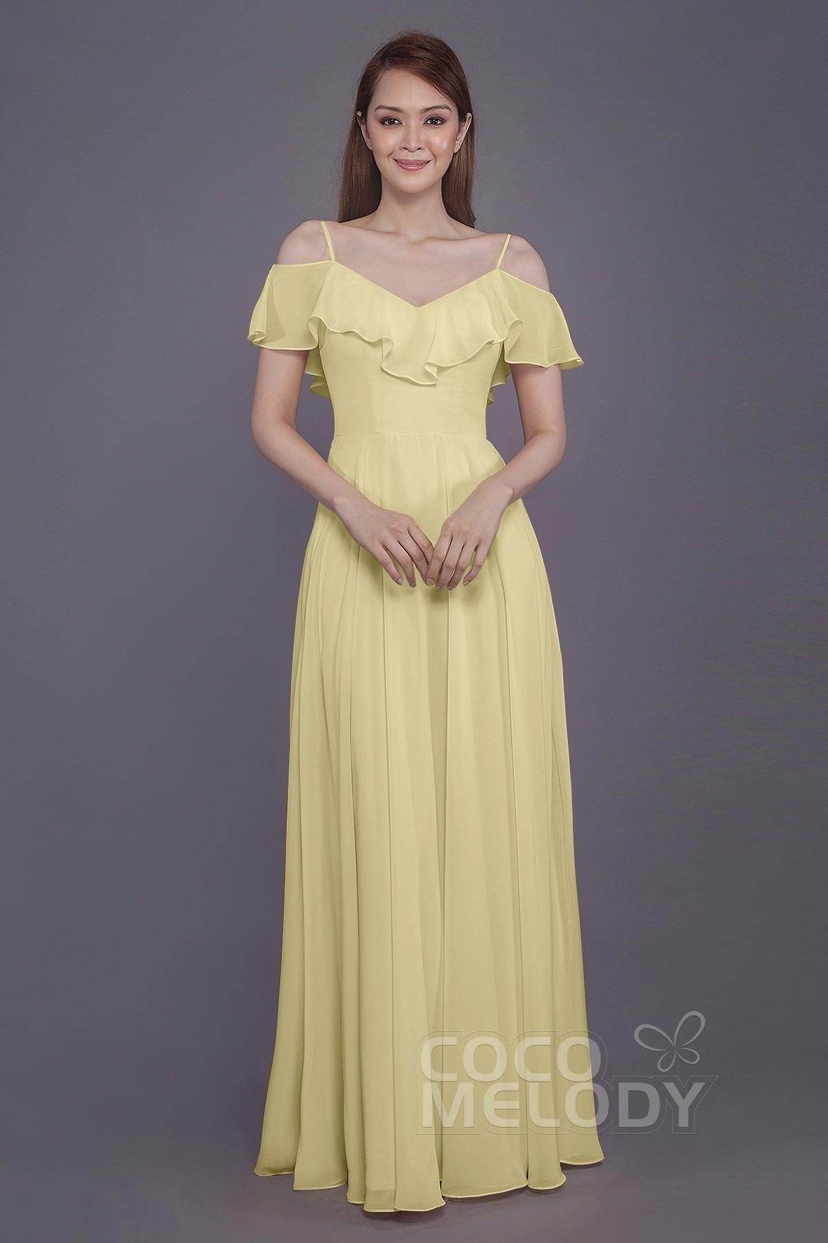 Sheath-Column Floor Length Chiffon Bridesmaid Dress PR3570PS - COCOMELODY