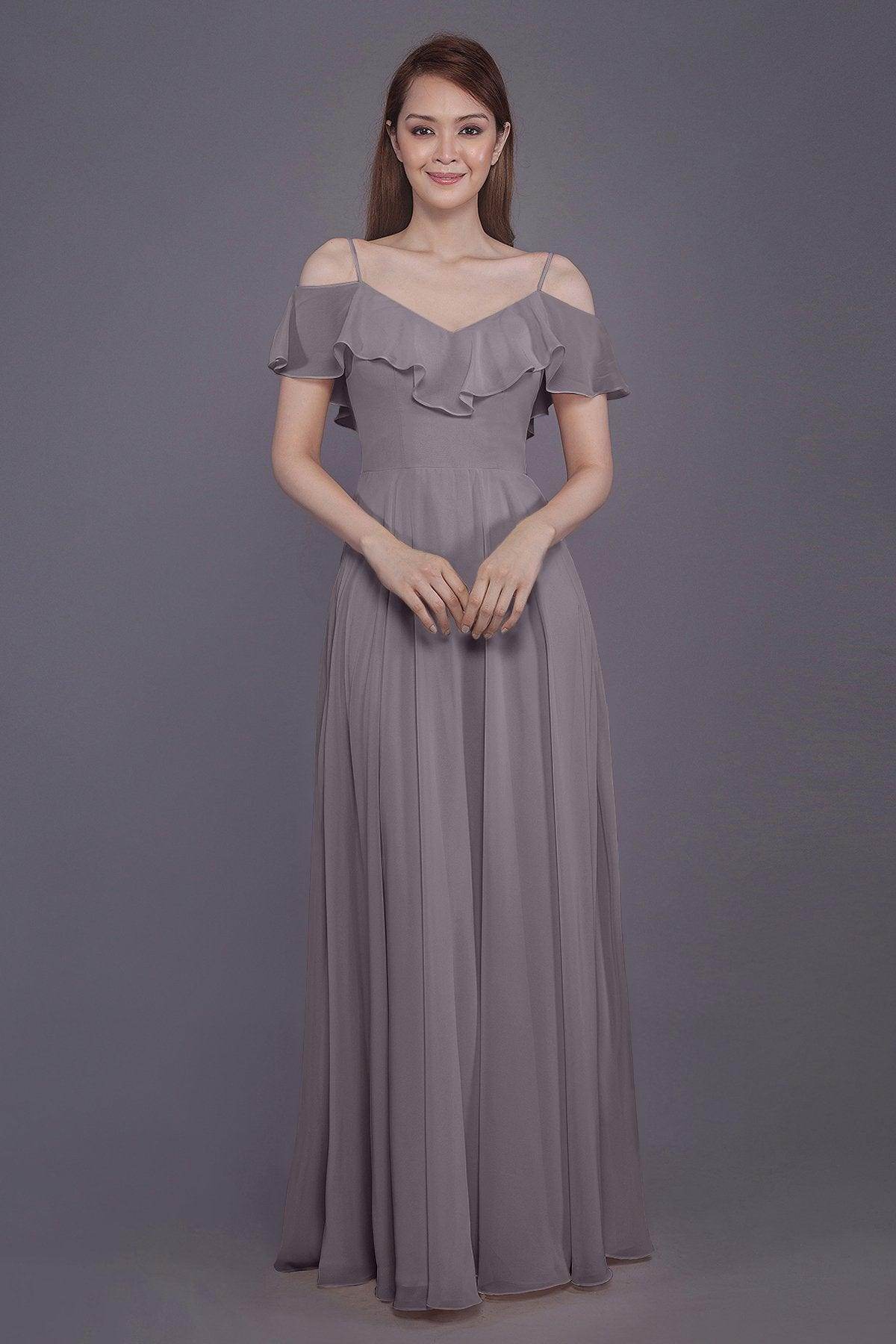 Sheath-Column Floor Length Chiffon Bridesmaid Dress PR3570PS - COCOMELODY