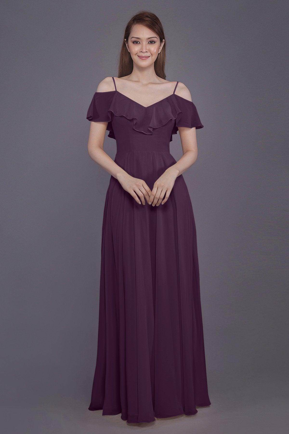 Sheath-Column Floor Length Chiffon Bridesmaid Dress PR3570PS - COCOMELODY