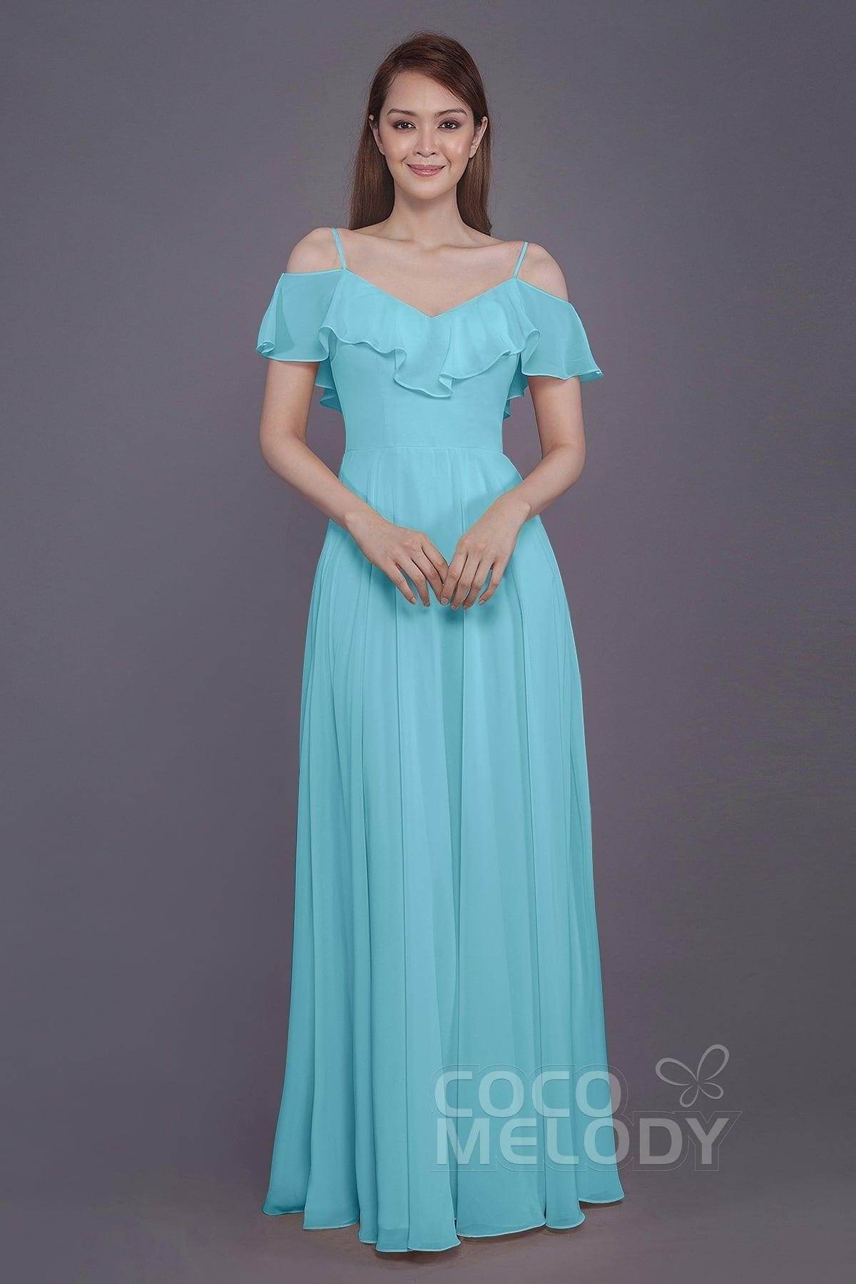 Sheath-Column Floor Length Chiffon Bridesmaid Dress PR3570PS - COCOMELODY