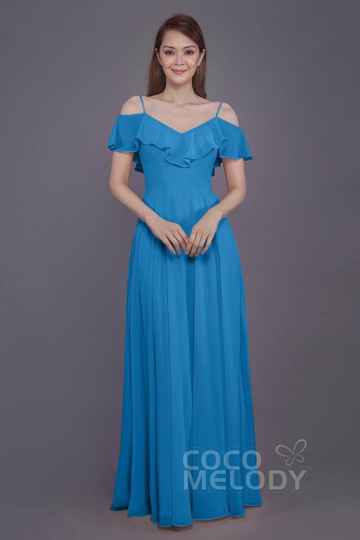 Sheath-Column Floor Length Chiffon Bridesmaid Dress PR3570PS - COCOMELODY