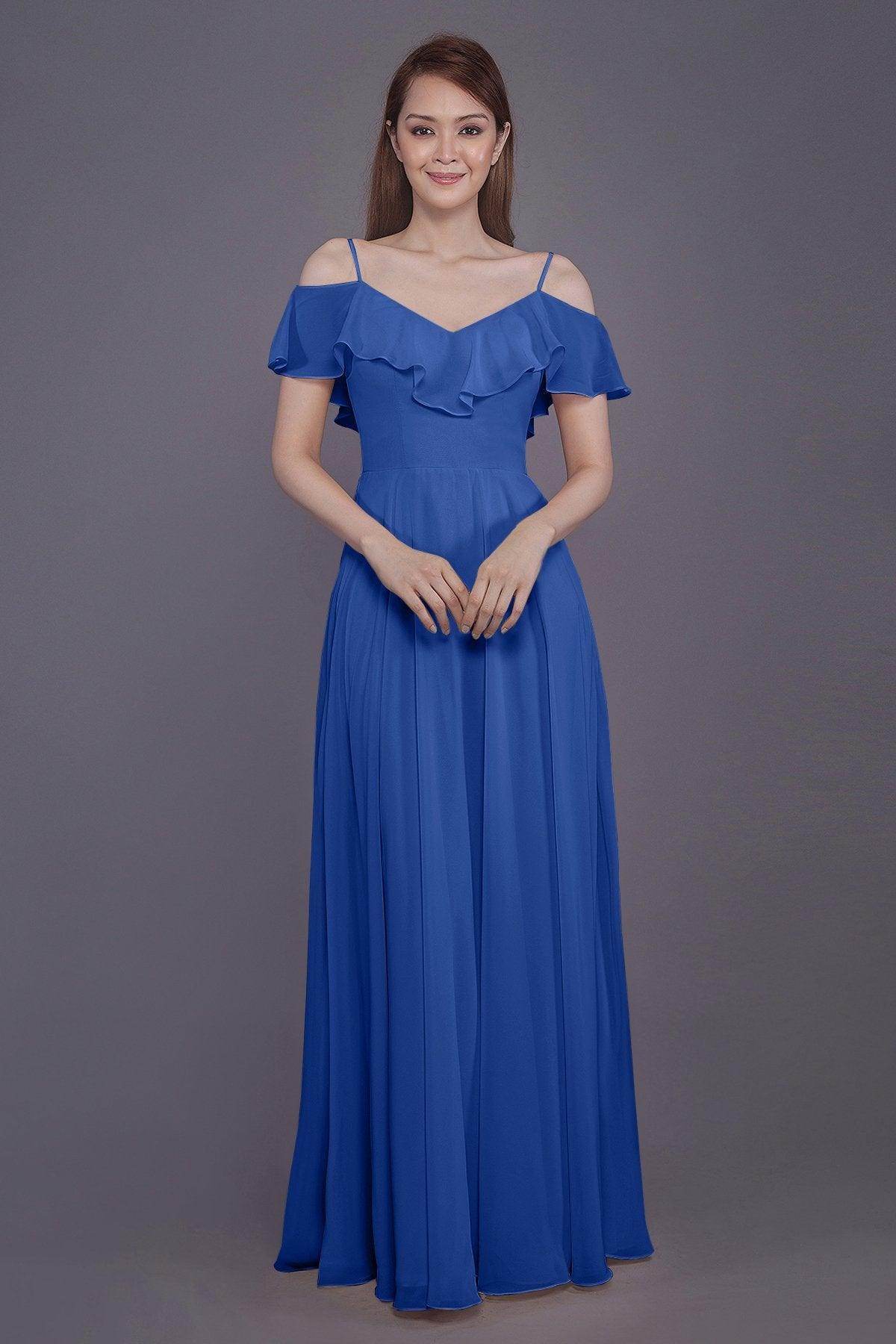 Sheath-Column Floor Length Chiffon Bridesmaid Dress PR3570PS - COCOMELODY