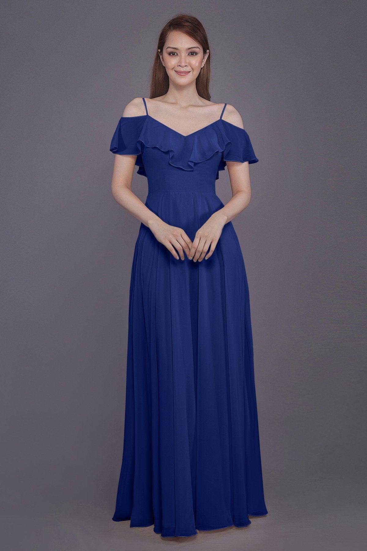Sheath-Column Floor Length Chiffon Bridesmaid Dress PR3570PS - COCOMELODY