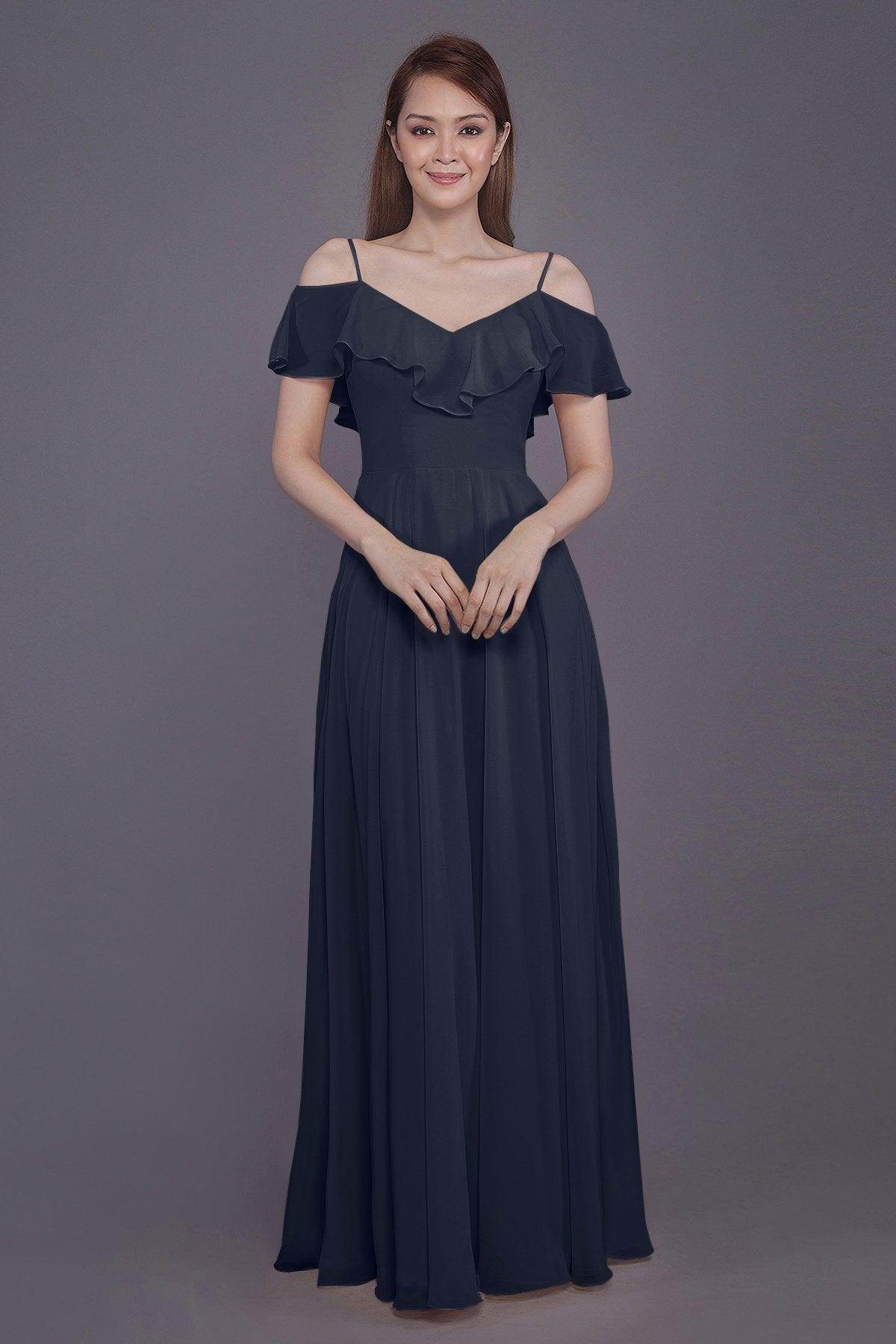 Sheath-Column Floor Length Chiffon Bridesmaid Dress PR3570PS - COCOMELODY