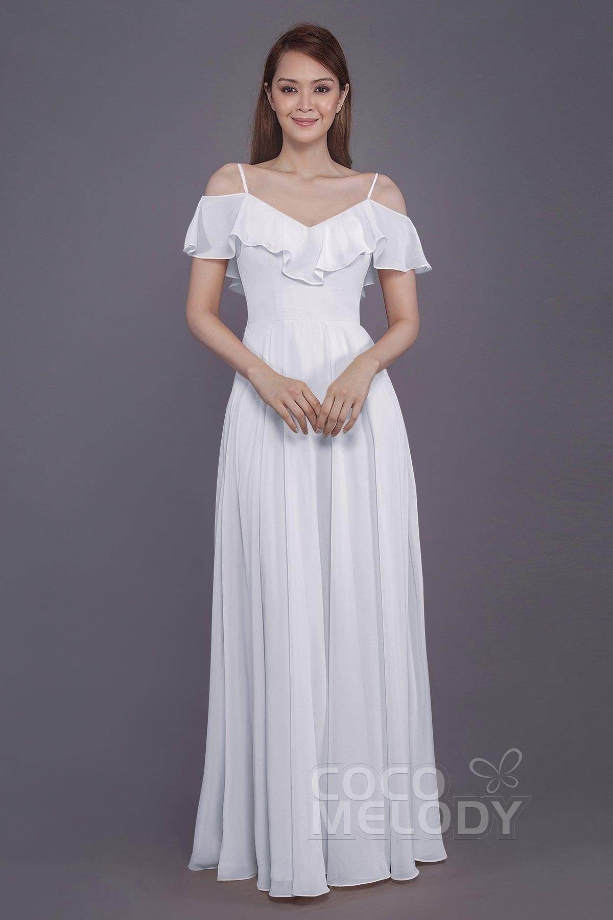 Sheath-Column Floor Length Chiffon Bridesmaid Dress PR3570PS - COCOMELODY