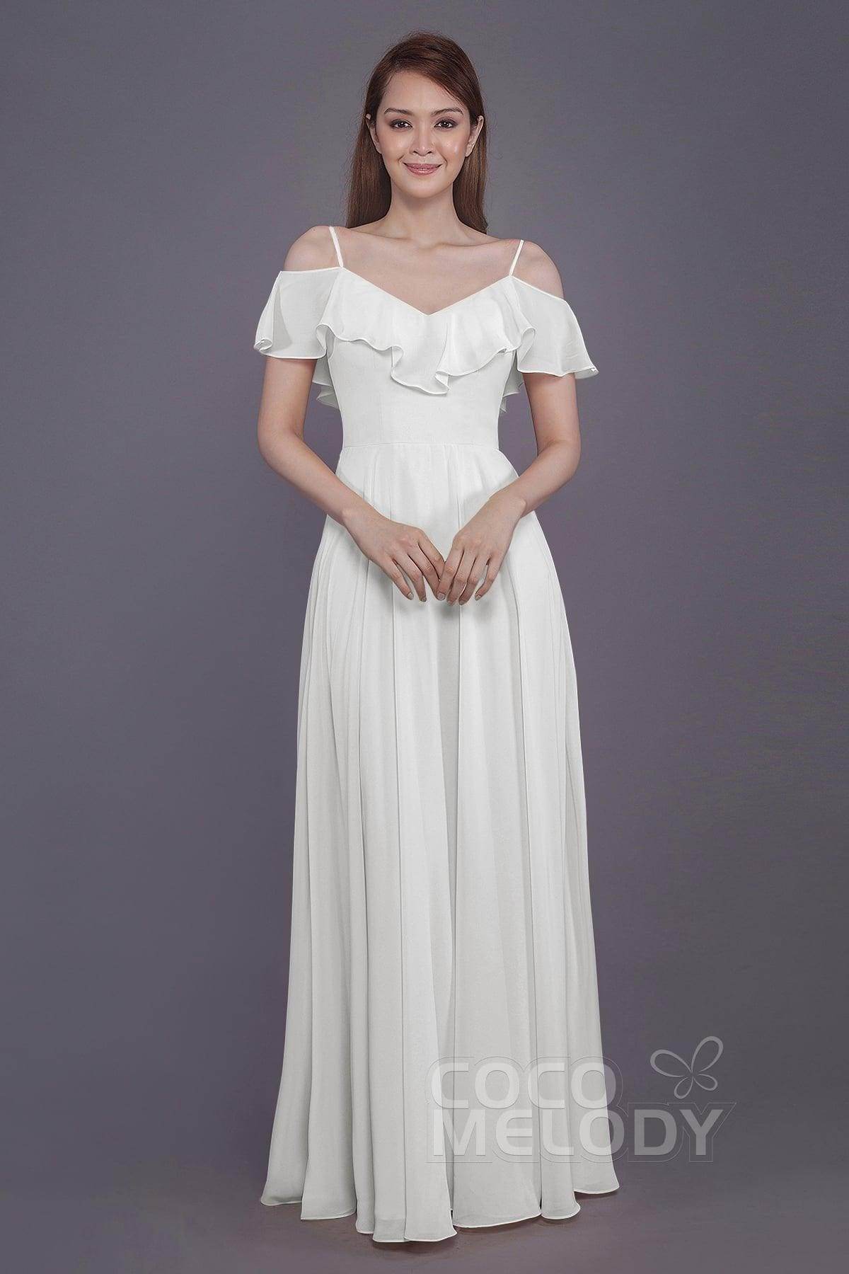 Sheath-Column Floor Length Chiffon Bridesmaid Dress PR3570PS - COCOMELODY