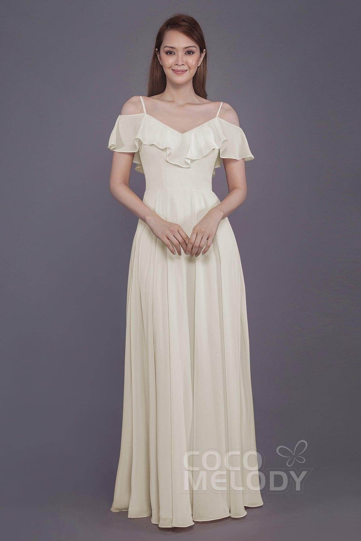 Sheath-Column Floor Length Chiffon Bridesmaid Dress PR3570PS - COCOMELODY