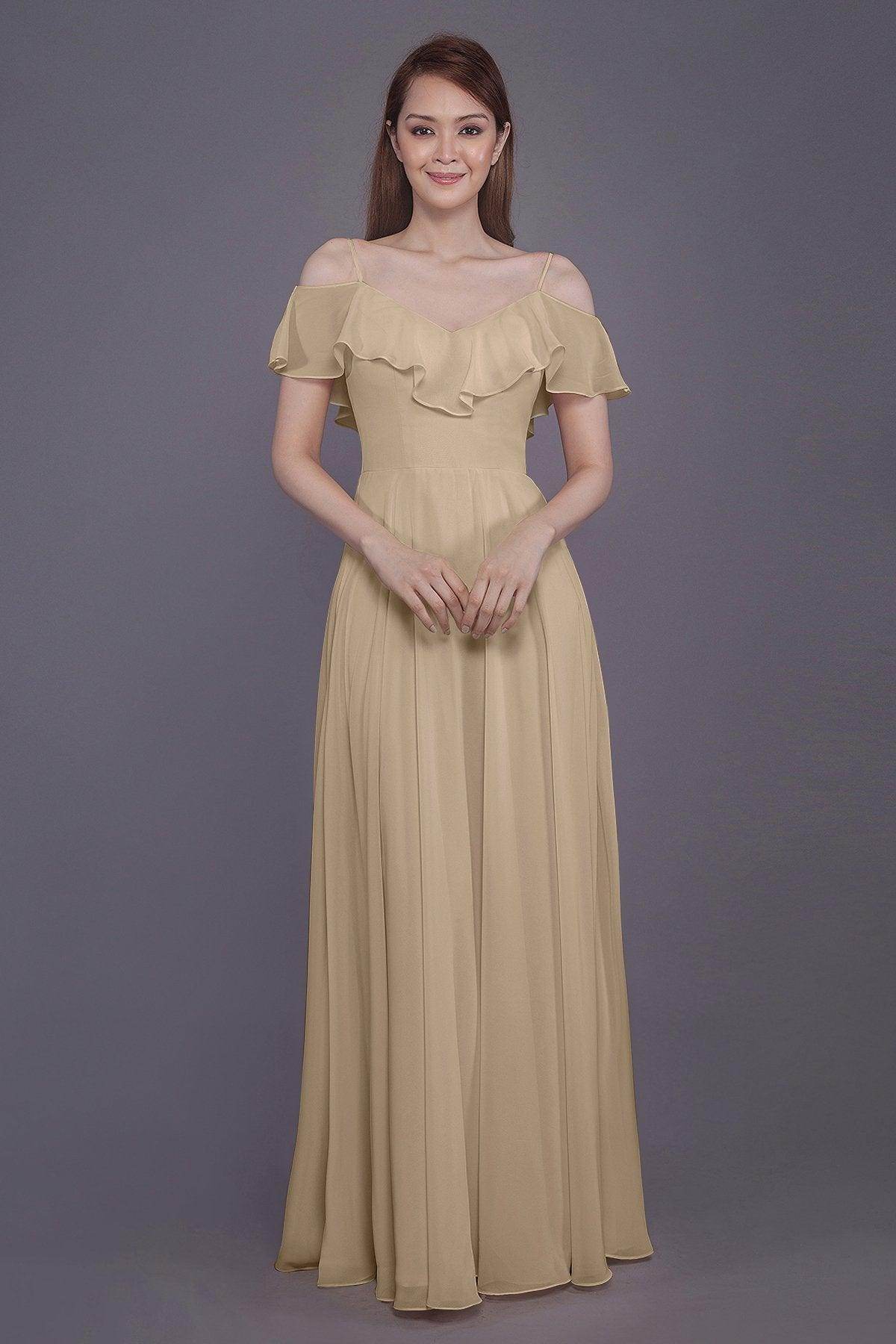 Sheath-Column Floor Length Chiffon Bridesmaid Dress PR3570PS - COCOMELODY
