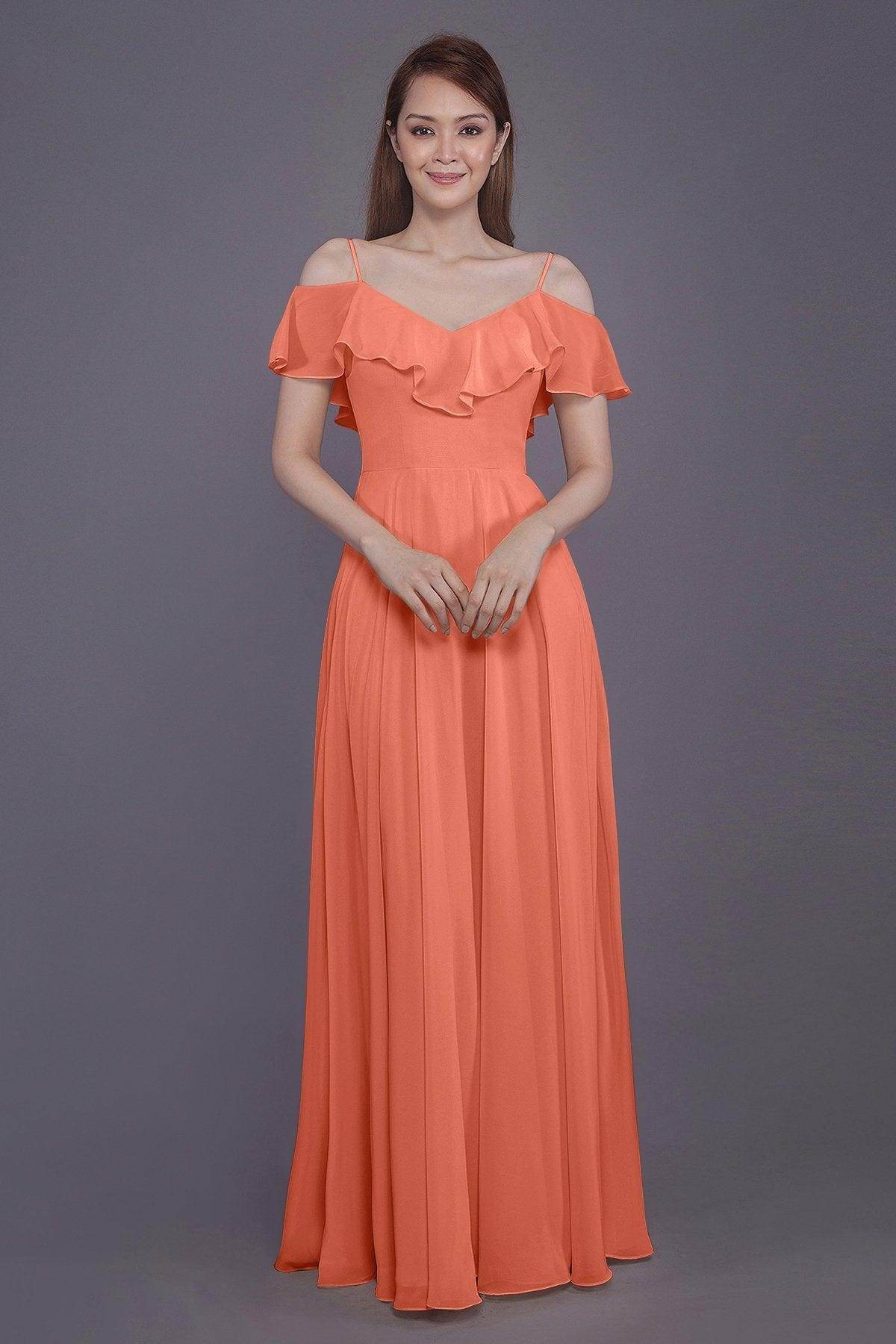 Sheath-Column Floor Length Chiffon Bridesmaid Dress PR3570PS - COCOMELODY