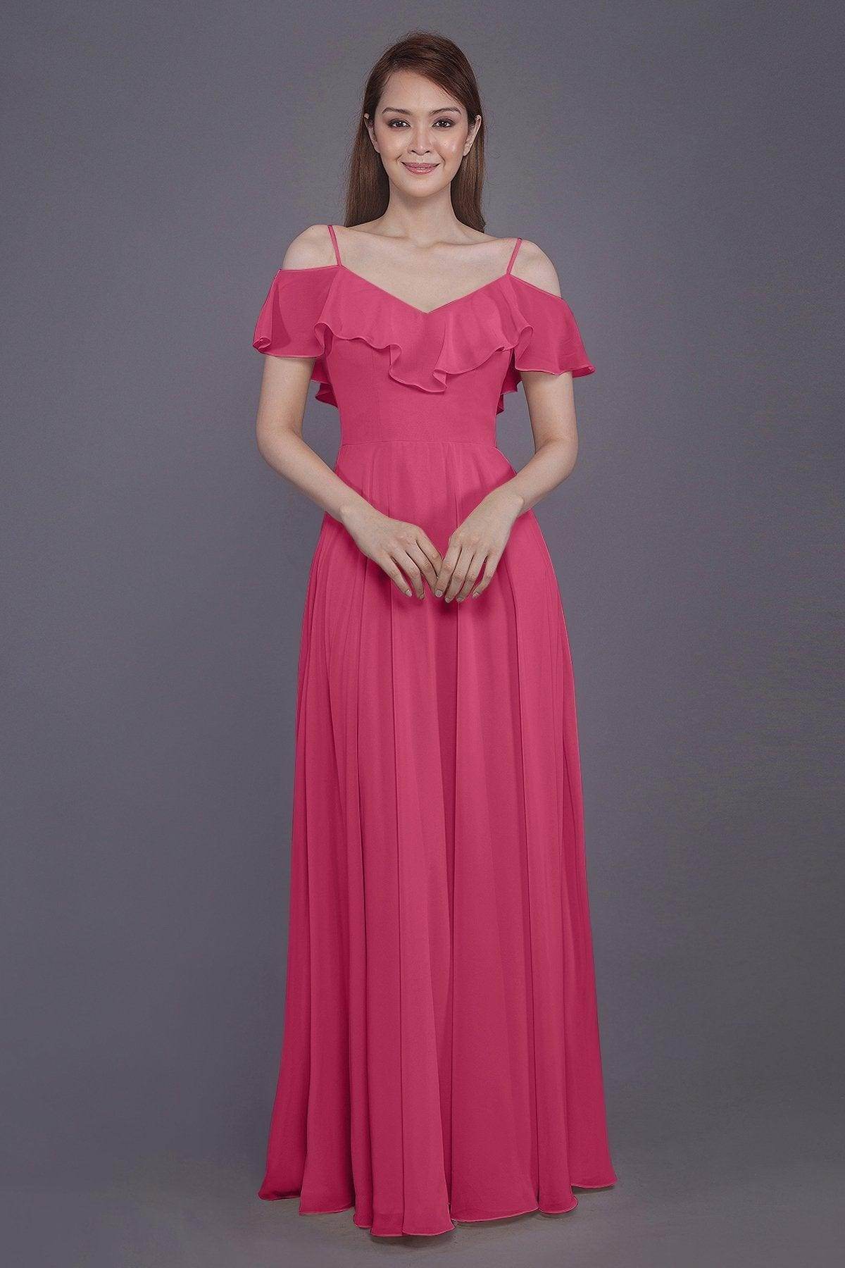 Sheath-Column Floor Length Chiffon Bridesmaid Dress PR3570PS - COCOMELODY