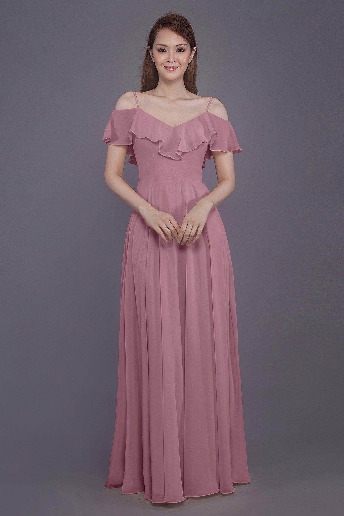 Sheath-Column Floor Length Chiffon Bridesmaid Dress PR3570PS - COCOMELODY
