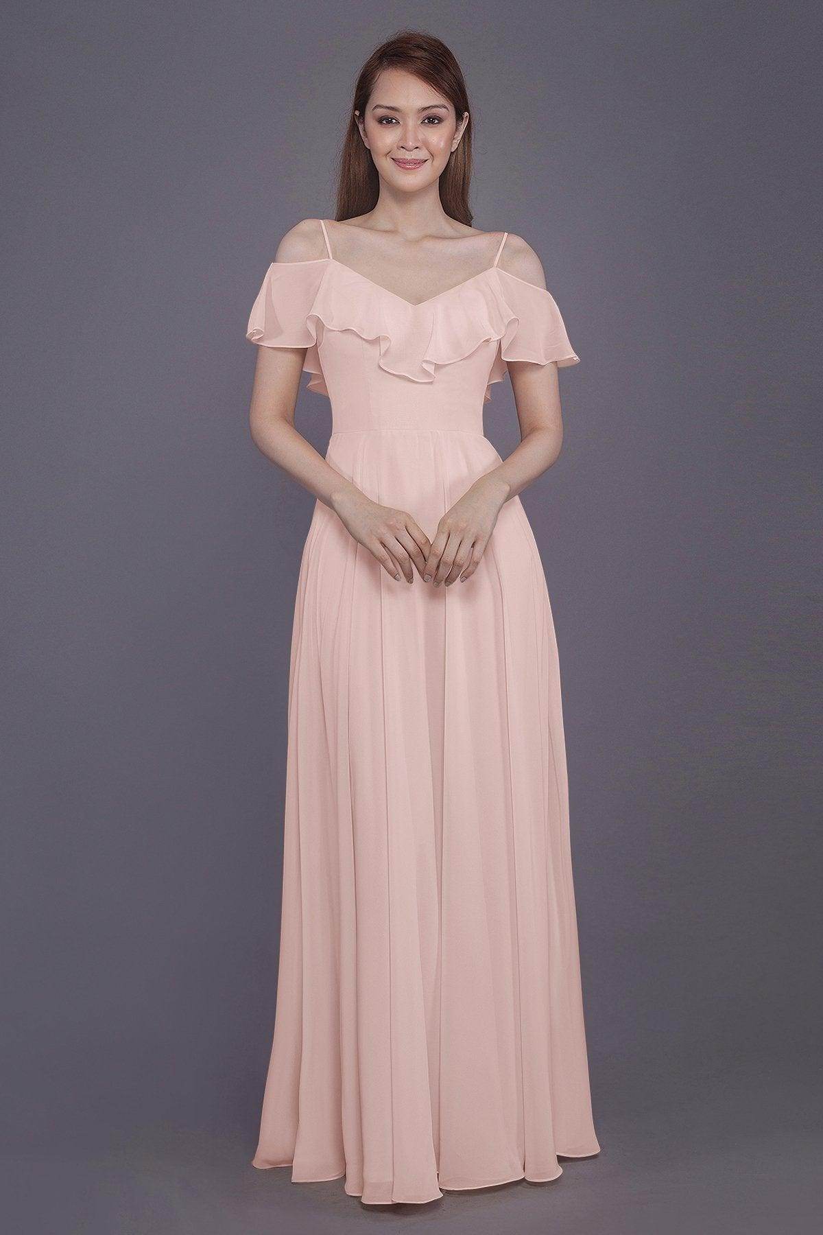 Sheath-Column Floor Length Chiffon Bridesmaid Dress PR3570PS - COCOMELODY