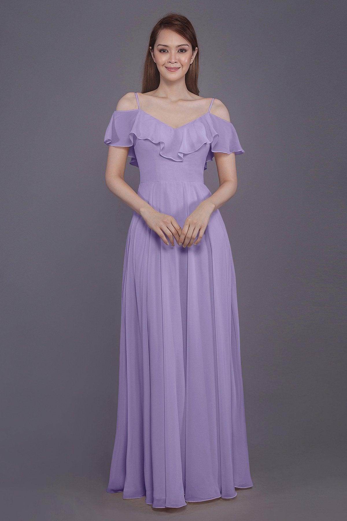 Sheath-Column Floor Length Chiffon Bridesmaid Dress PR3570PS - COCOMELODY