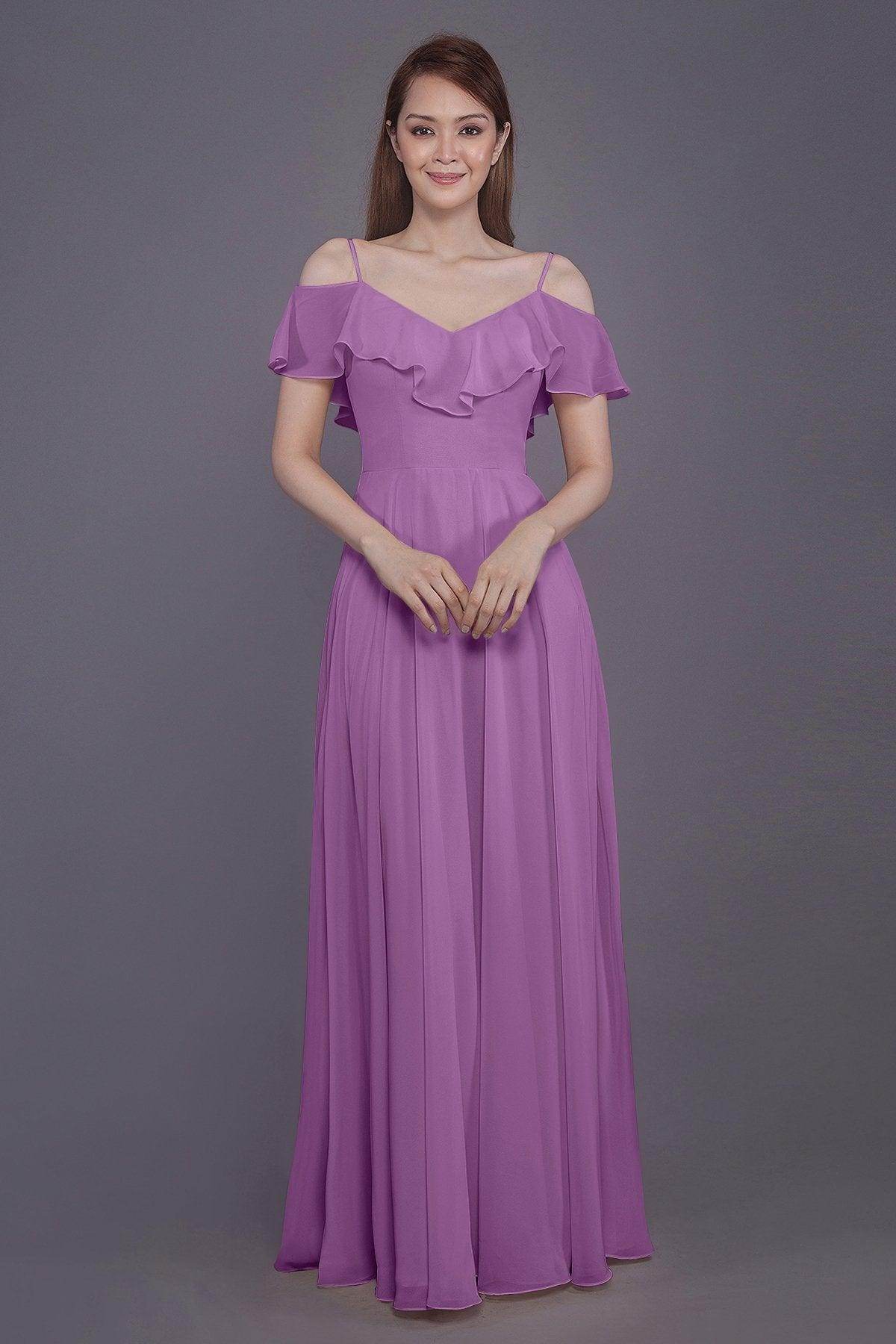 Sheath-Column Floor Length Chiffon Bridesmaid Dress PR3570PS - COCOMELODY