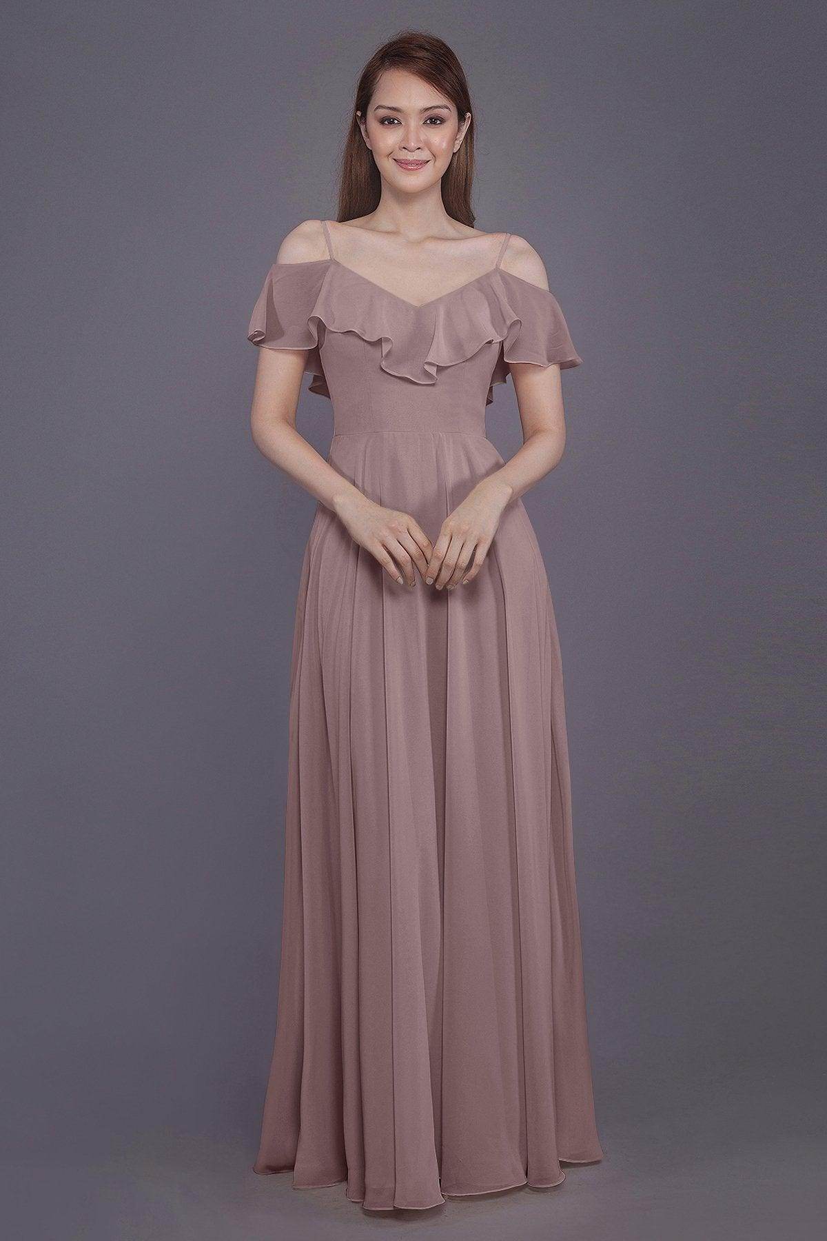 Sheath-Column Floor Length Chiffon Bridesmaid Dress PR3570PS - COCOMELODY