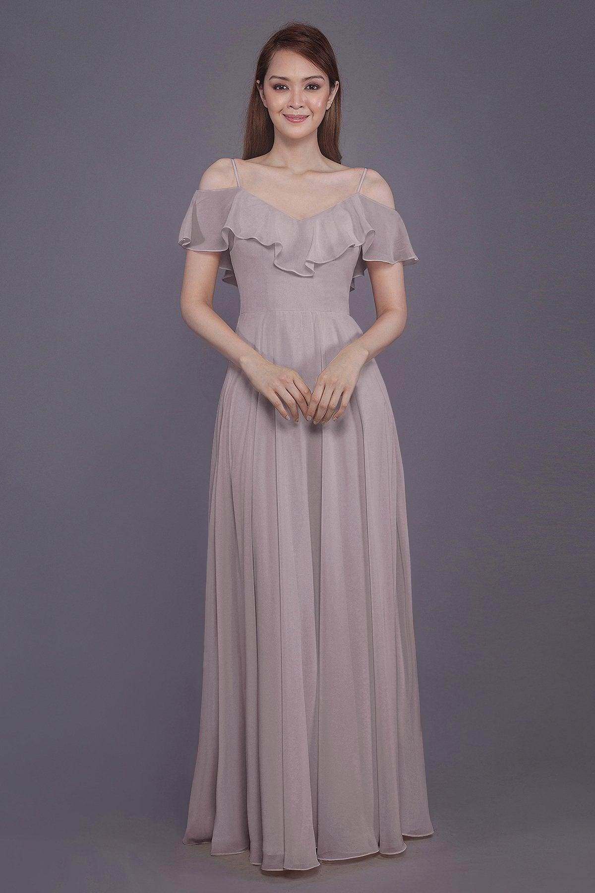 Sheath-Column Floor Length Chiffon Bridesmaid Dress PR3570PS - COCOMELODY