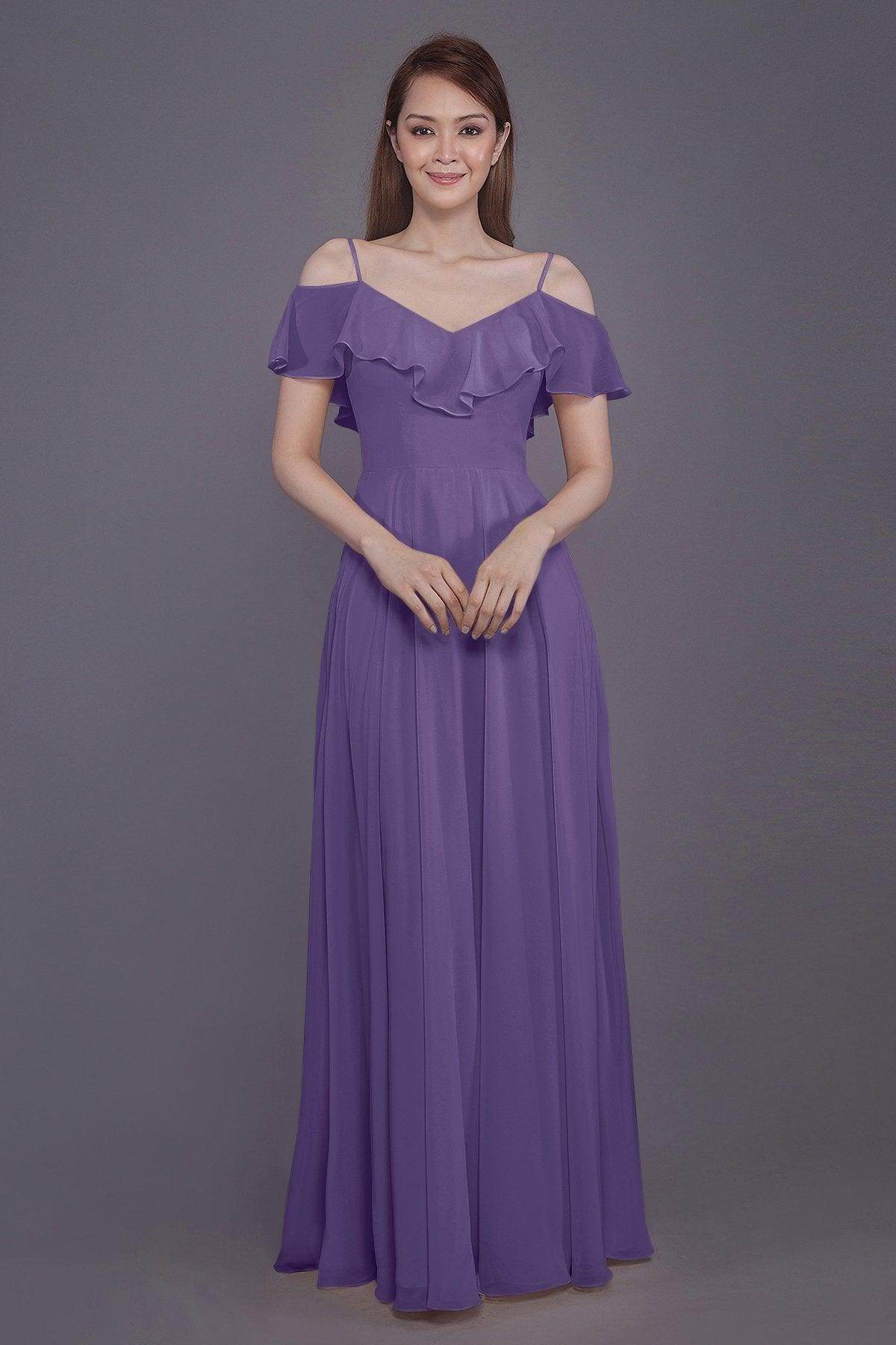 Sheath-Column Floor Length Chiffon Bridesmaid Dress PR3570PS - COCOMELODY