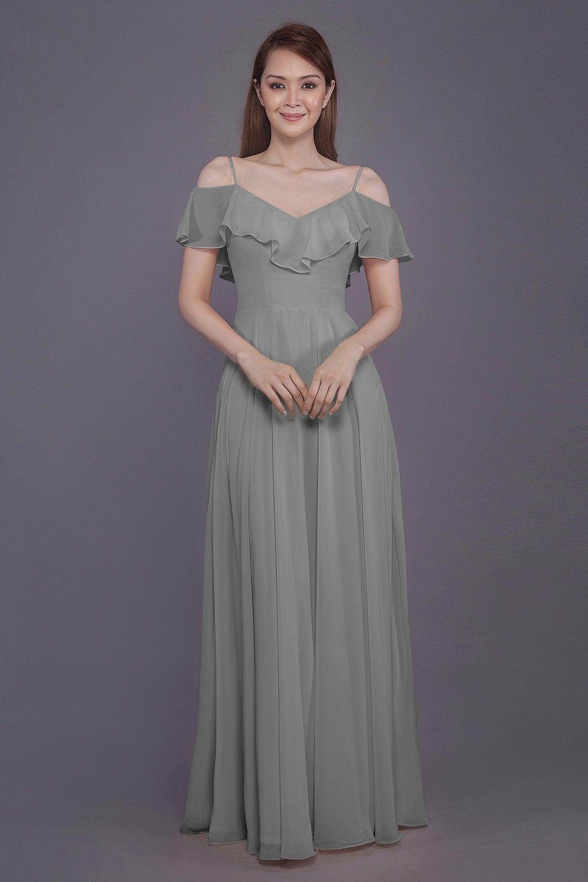 Sheath-Column Floor Length Chiffon Bridesmaid Dress PR3570PS - COCOMELODY