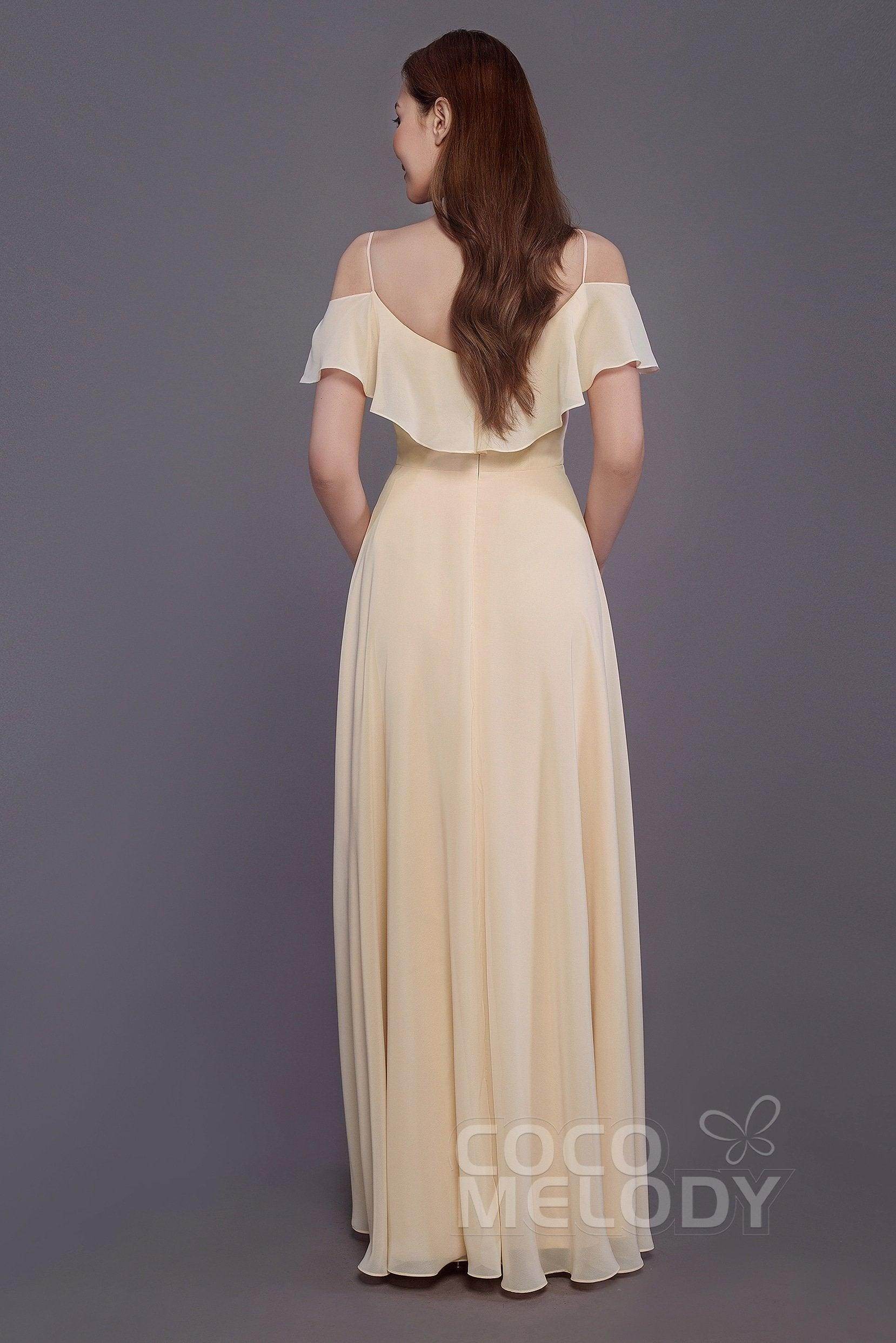 Sheath-Column Floor Length Chiffon Bridesmaid Dress PR3570PS - COCOMELODY