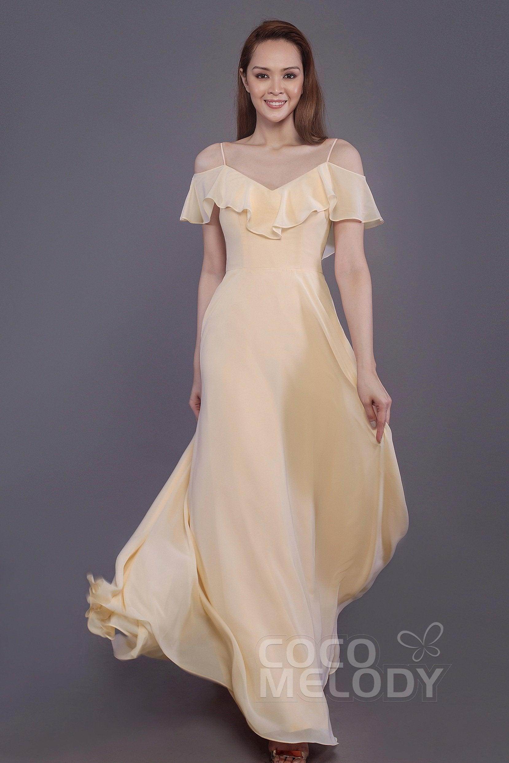 Sheath-Column Floor Length Chiffon Bridesmaid Dress PR3570PS - COCOMELODY